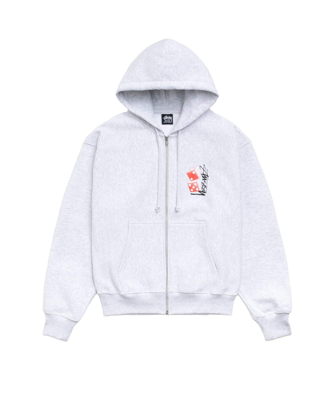 Sweat zippé à capuche Stüssy Tall Dice gris chiné imprimé face