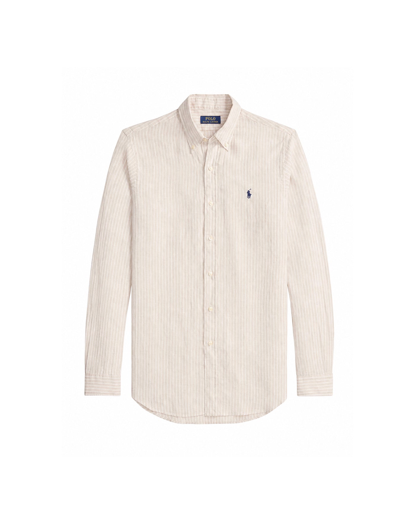 Chemise en lin à rayures Ralph Lauren beige et blanc vue face