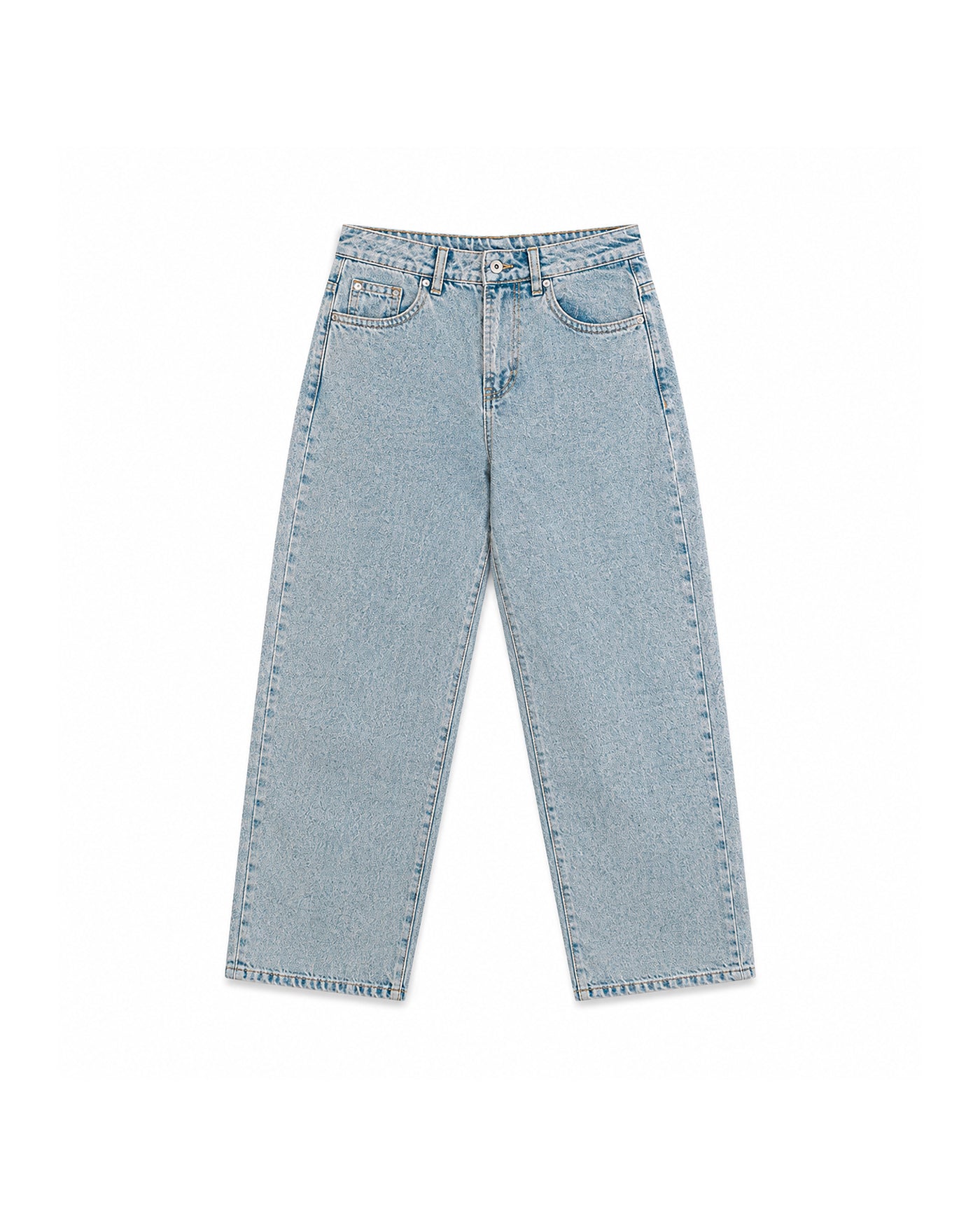 TWISTED WEAVE WIDE LEG JEANS BLEACH WASH