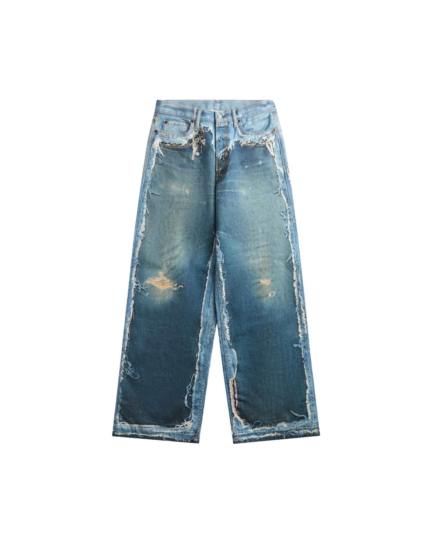 Jeans Acne Studios bleu délavé destroyed wide leg vue de face
