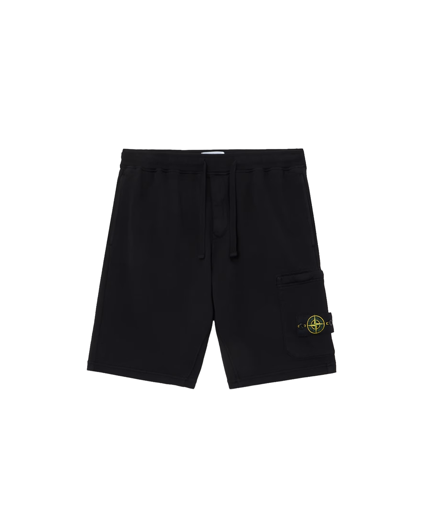 Short Stone Island noir en molleton avec logo compass badge, vue face