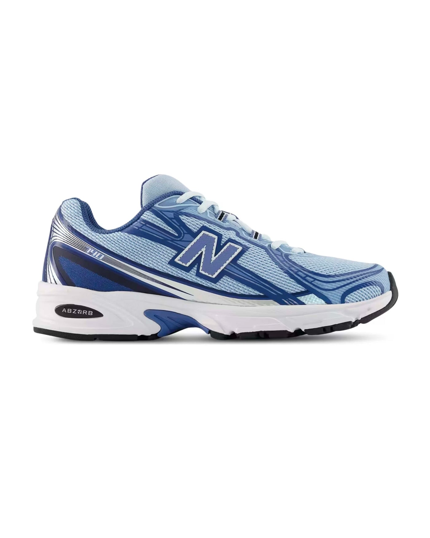 Sneakers New Balance 740 bleu ciel et bleu cobalt profil gauche