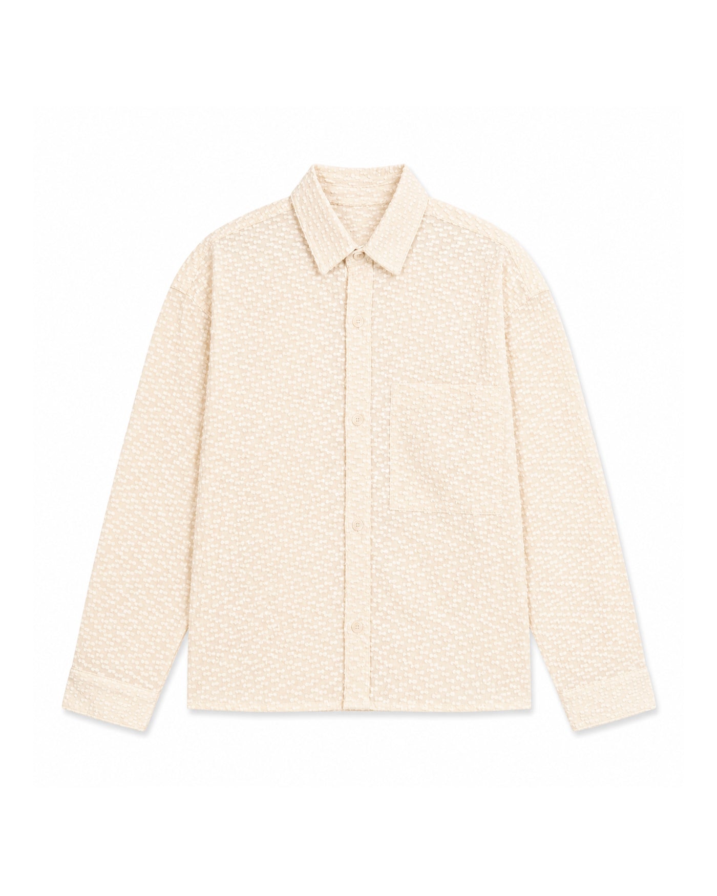 RIBBON JACQUARD BOX DRESS SHIRT ECRU