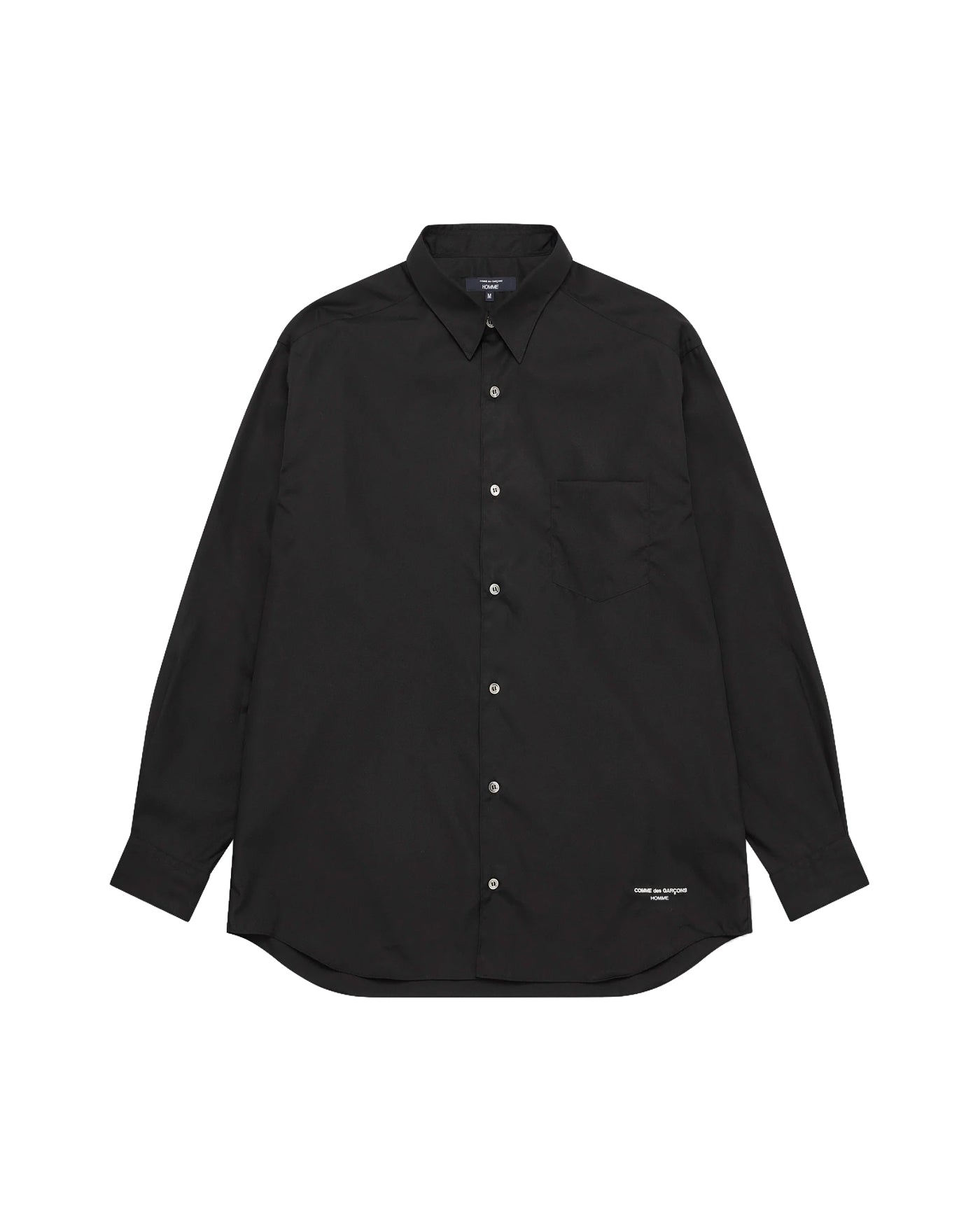 Chemise Comme des Garçons Homme noire oversize logo vue face