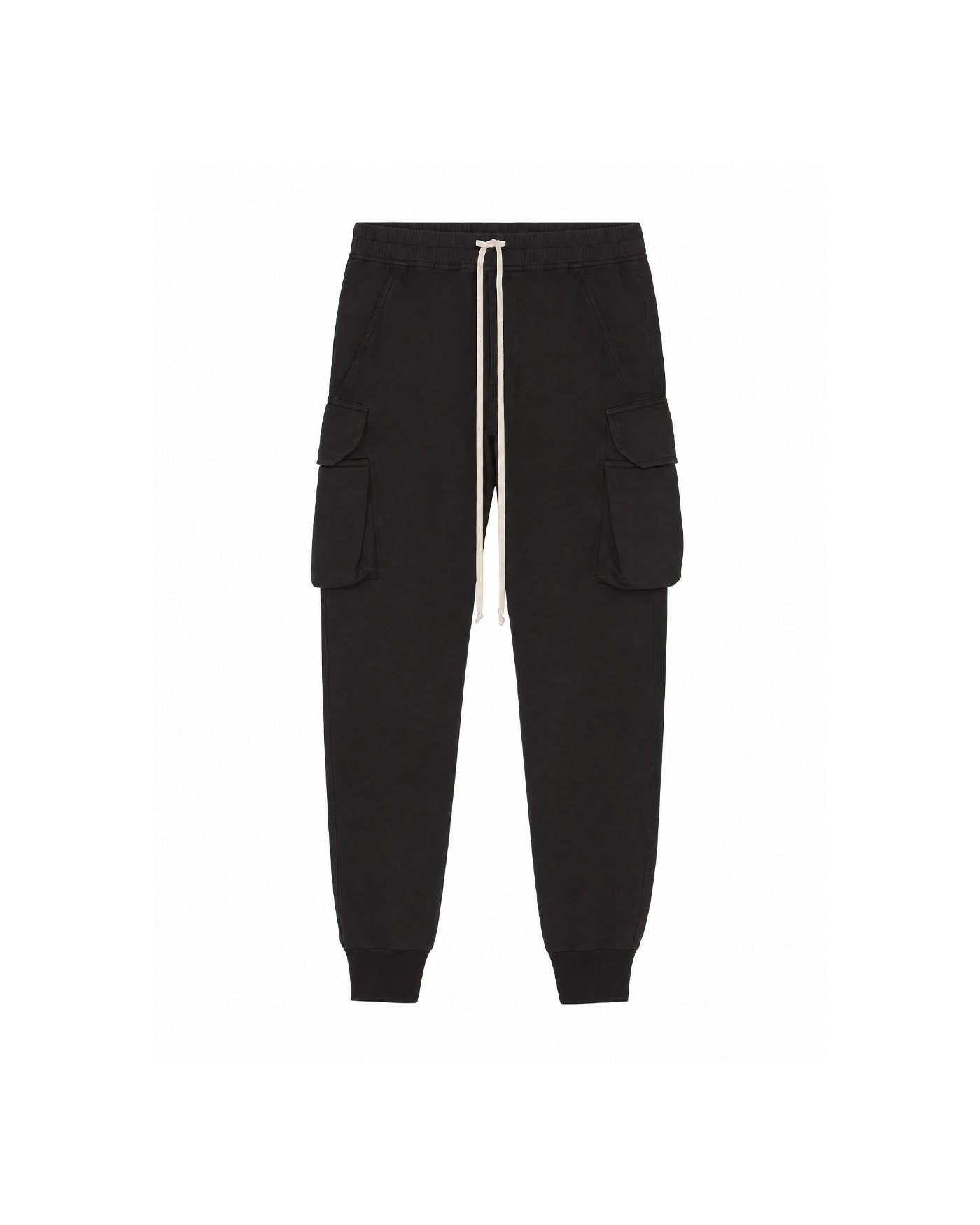 Pantalon cargo Rick Owens DRKSHDW noir cordons écru poches latérales face