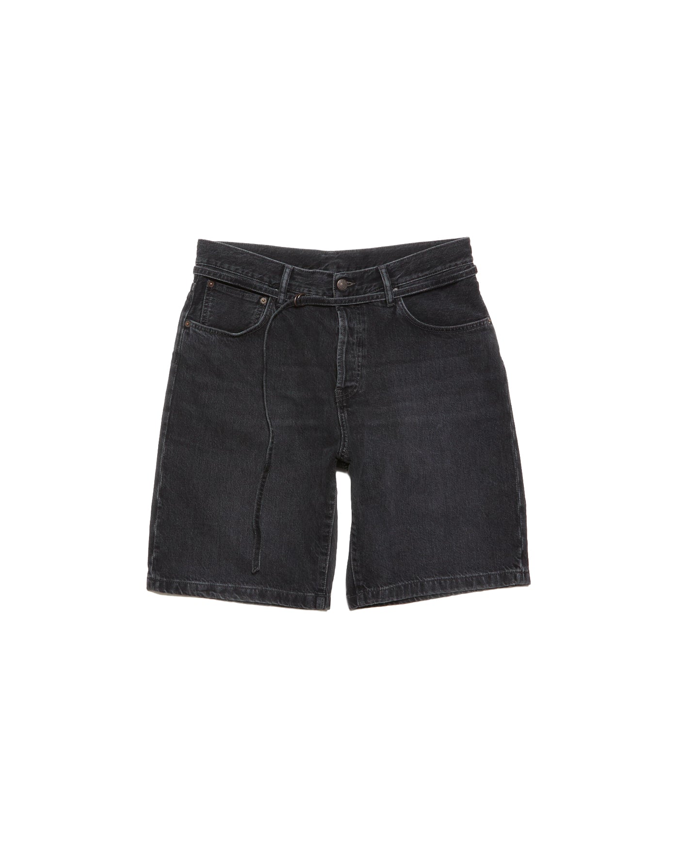 Short en denim Acne Studios noir délavé coupe loose 5 poches face