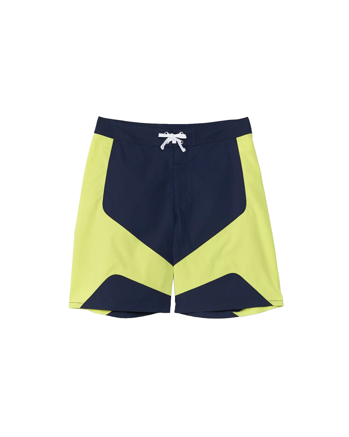 Short de bain Stüssy Octane Board marine et jaune fluo flatlay face