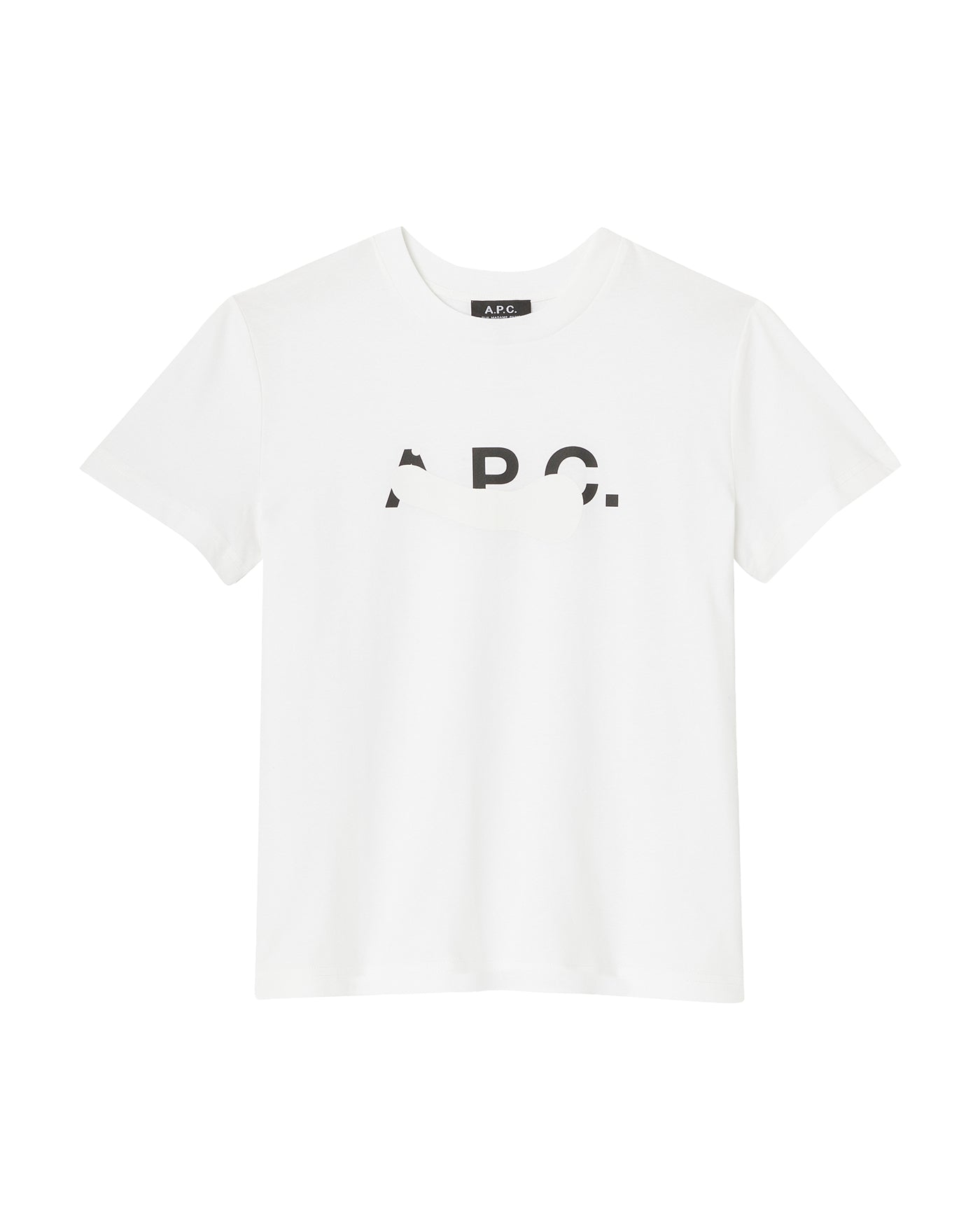 T-shirt logo A.P.C blanc imprimé lettres noires poitrine vue face