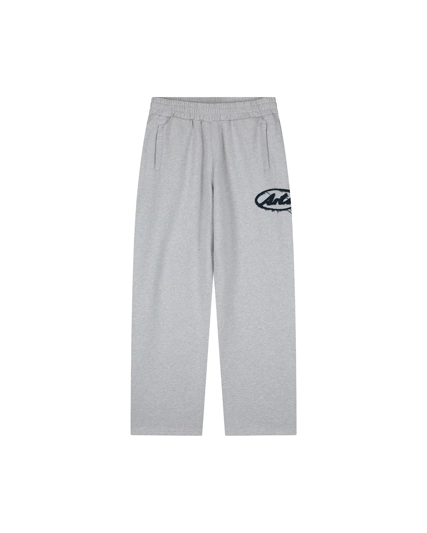 Pantalon de jogging Arte Antwerp gris chiné logo patch ovale face