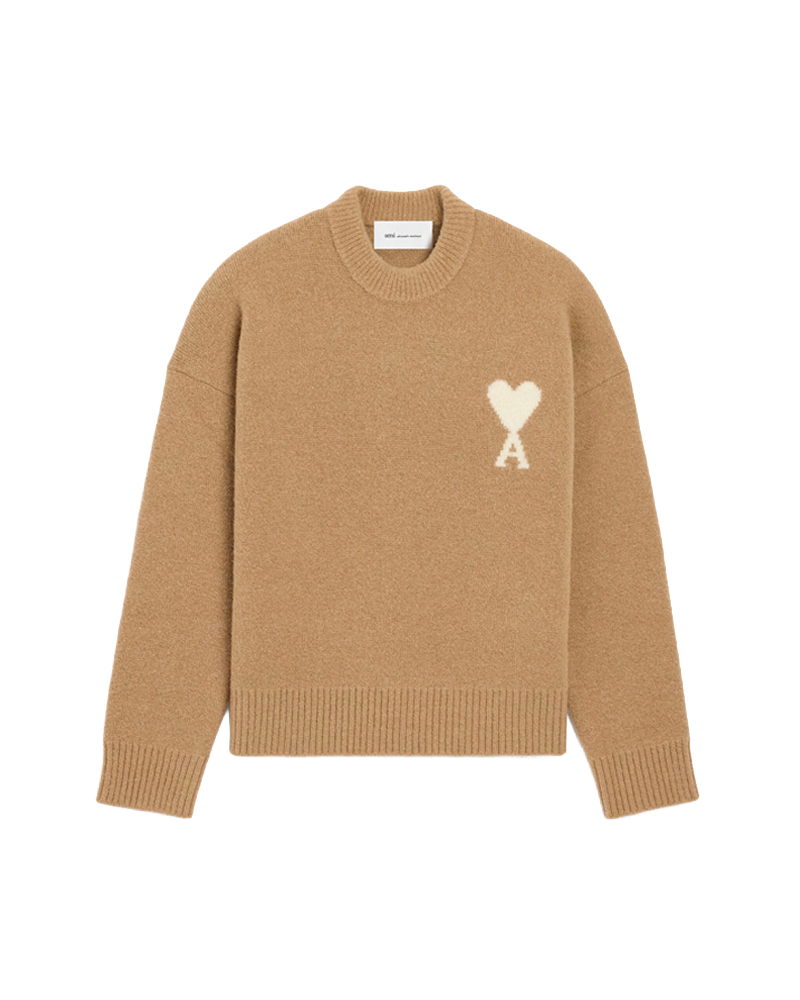 PULL COL ROND AMI DE COEUR BEIGE MASTIC/ECRU
