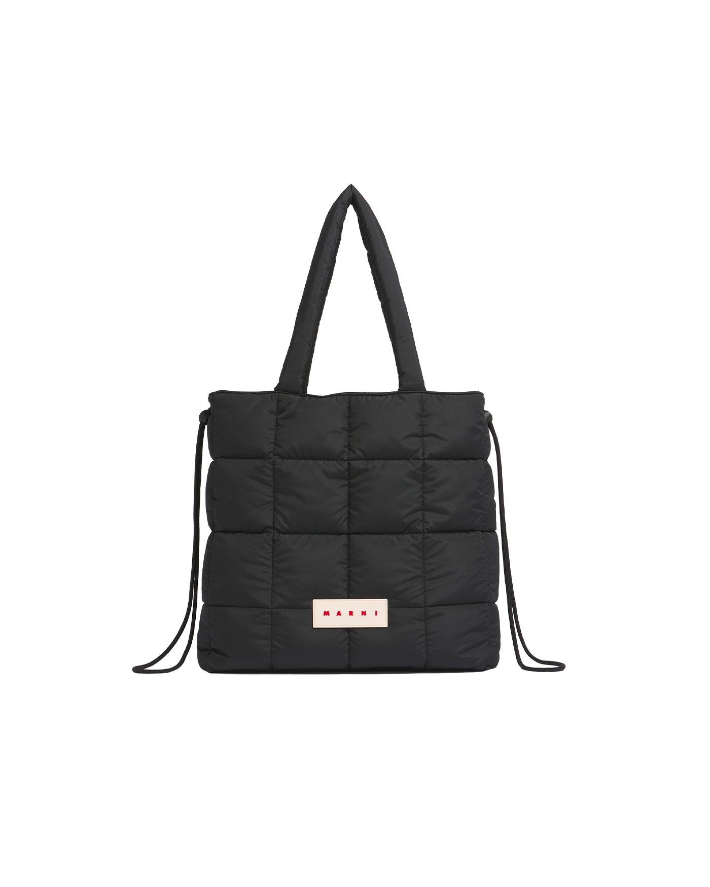 Sac fourre-tout Puff Marni noir matelassé, vue face sur fond blanc