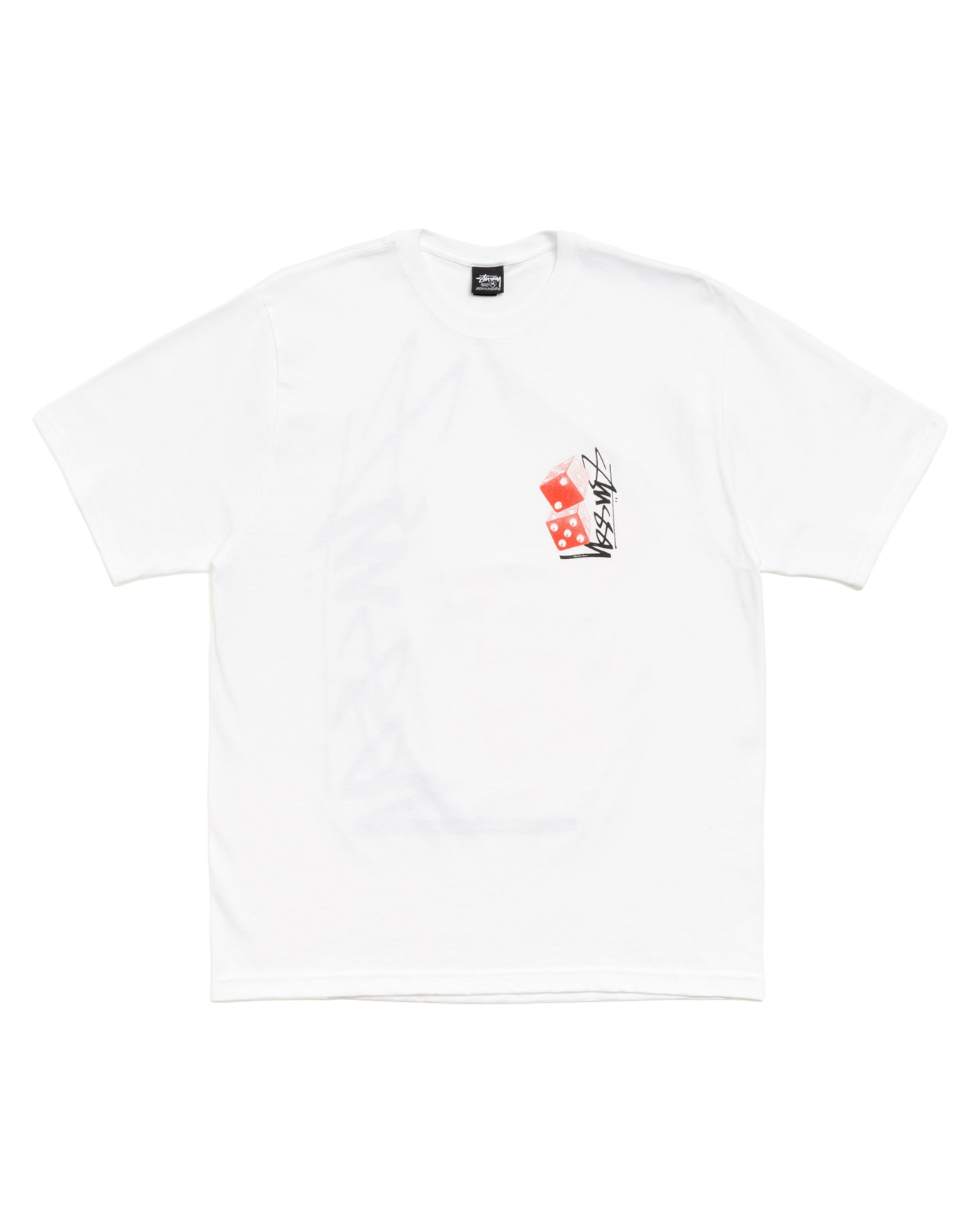 T-shirt Stüssy Tall Dice blanc imprimé dés poitrine vue face