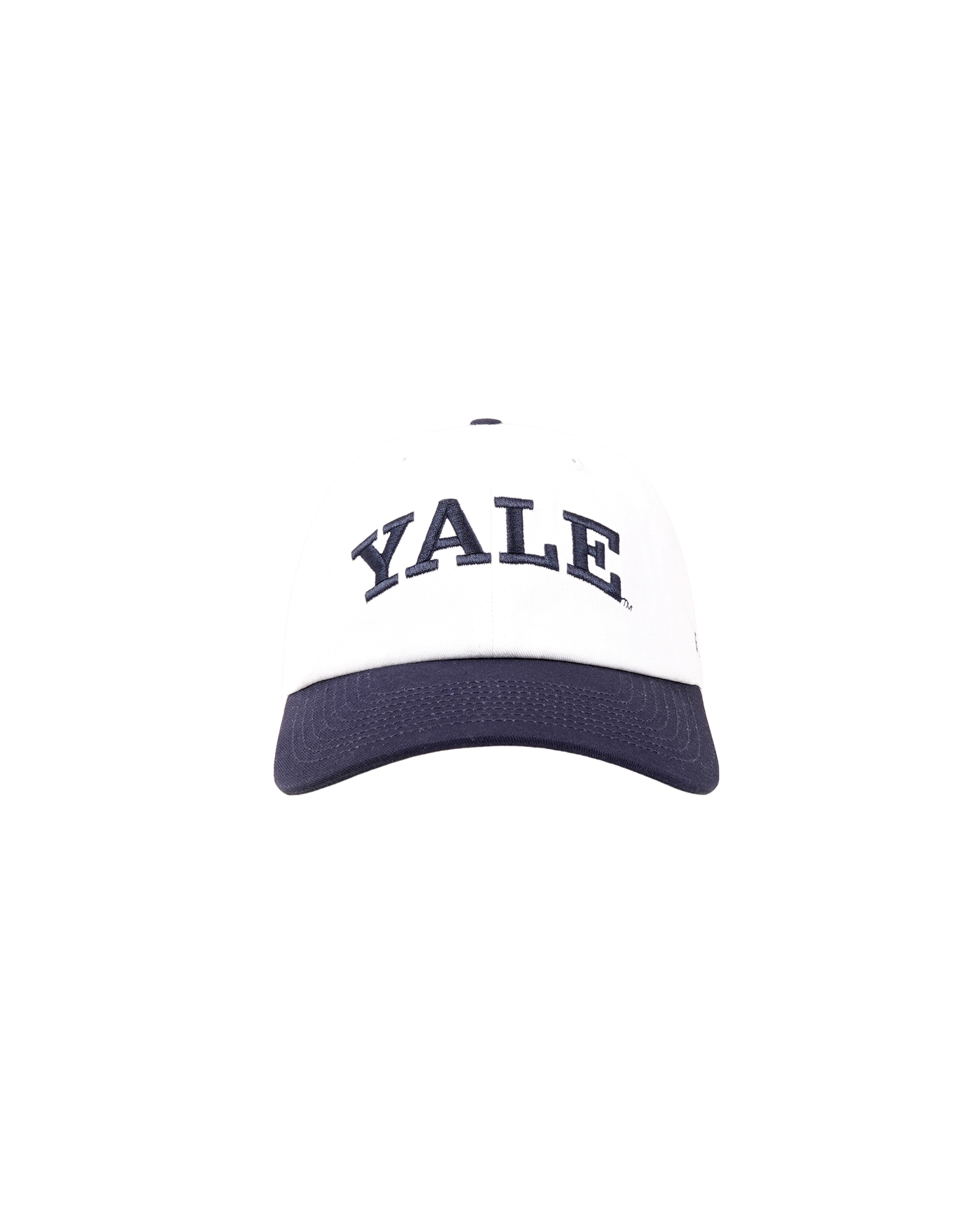 Casquette Sporty & Rich Yale Classic blanche visière bleu marine face