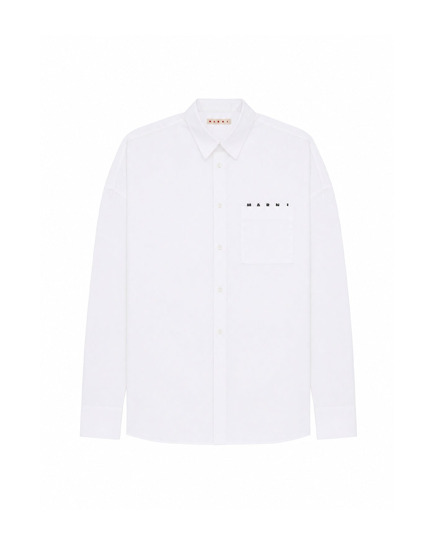 Chemise Marni blanche logo imprimé poitrine manches longues face