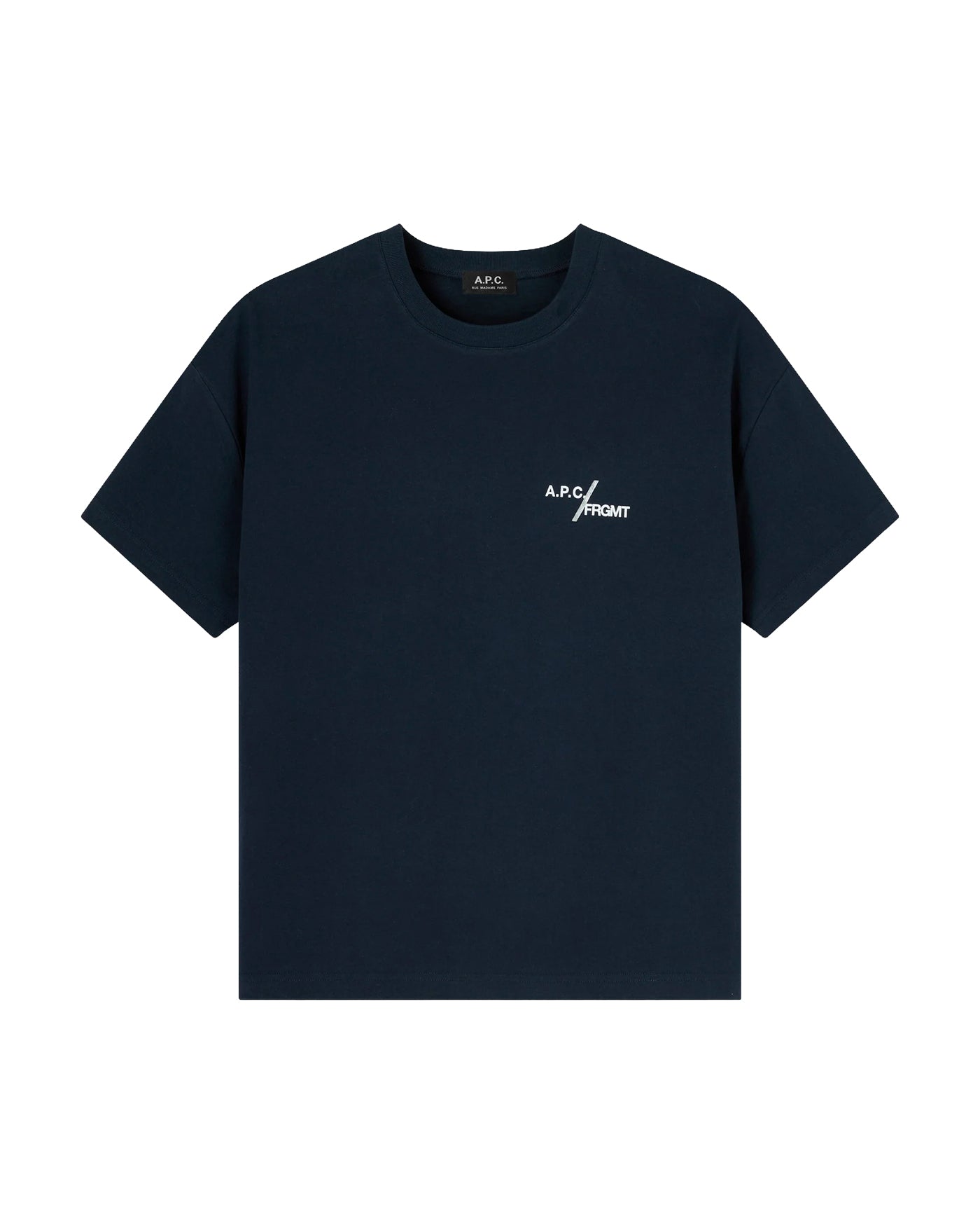 T-shirt A.P.C x FRGMT bleu marine logo Renoncement face à plat
