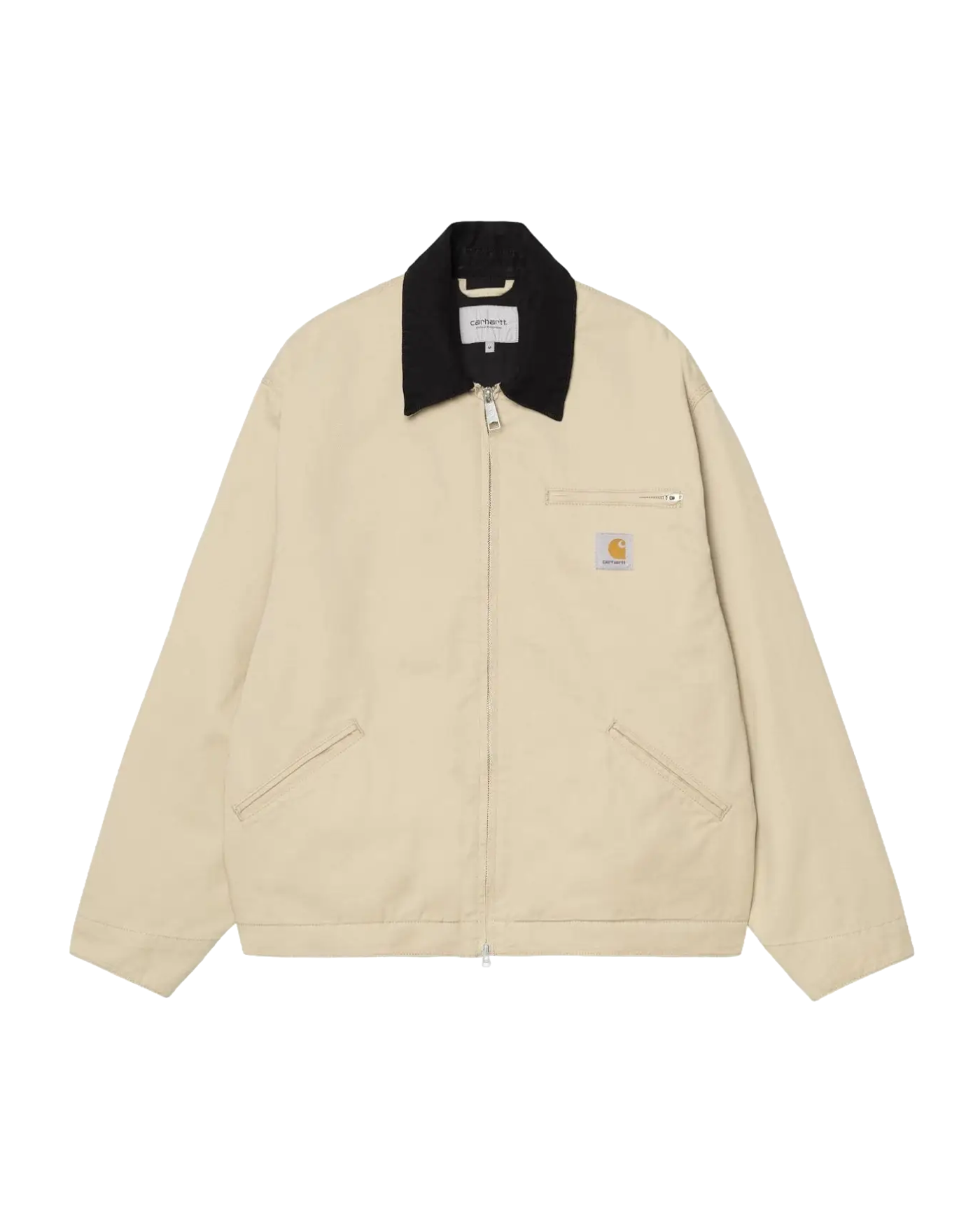 Veste Detroit Carhartt WIP beige col noir zip poche poitrine face