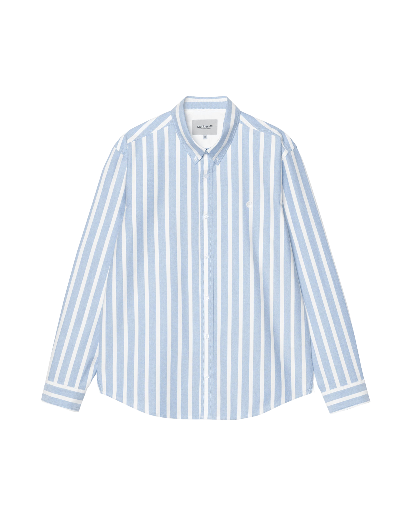 Chemise Carhartt WIP Deven rayures larges bleu ciel et blanc face