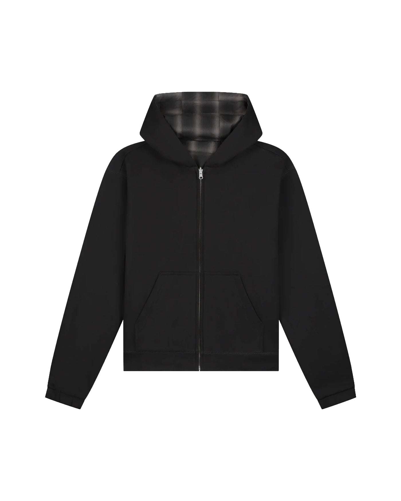 Veste à capuche zippée réversible Arte Antwerp noire et carreaux, vue face