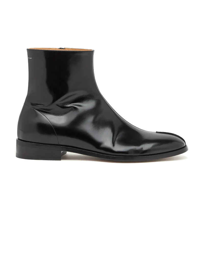 BOTTINES EN CUIR POLI NOIR
