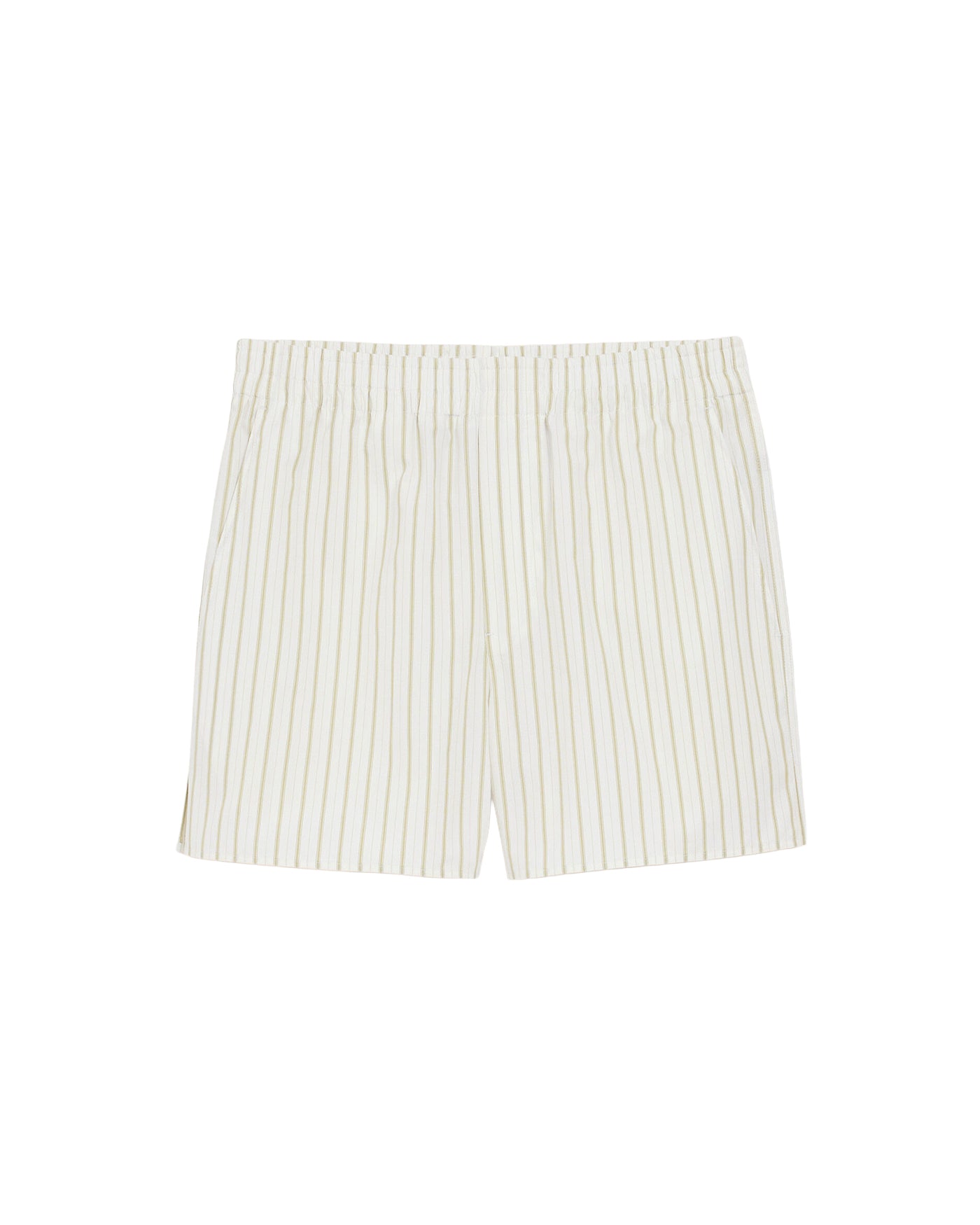 Short court Ami Paris blanc rayures matcha ceinture élastiquée face