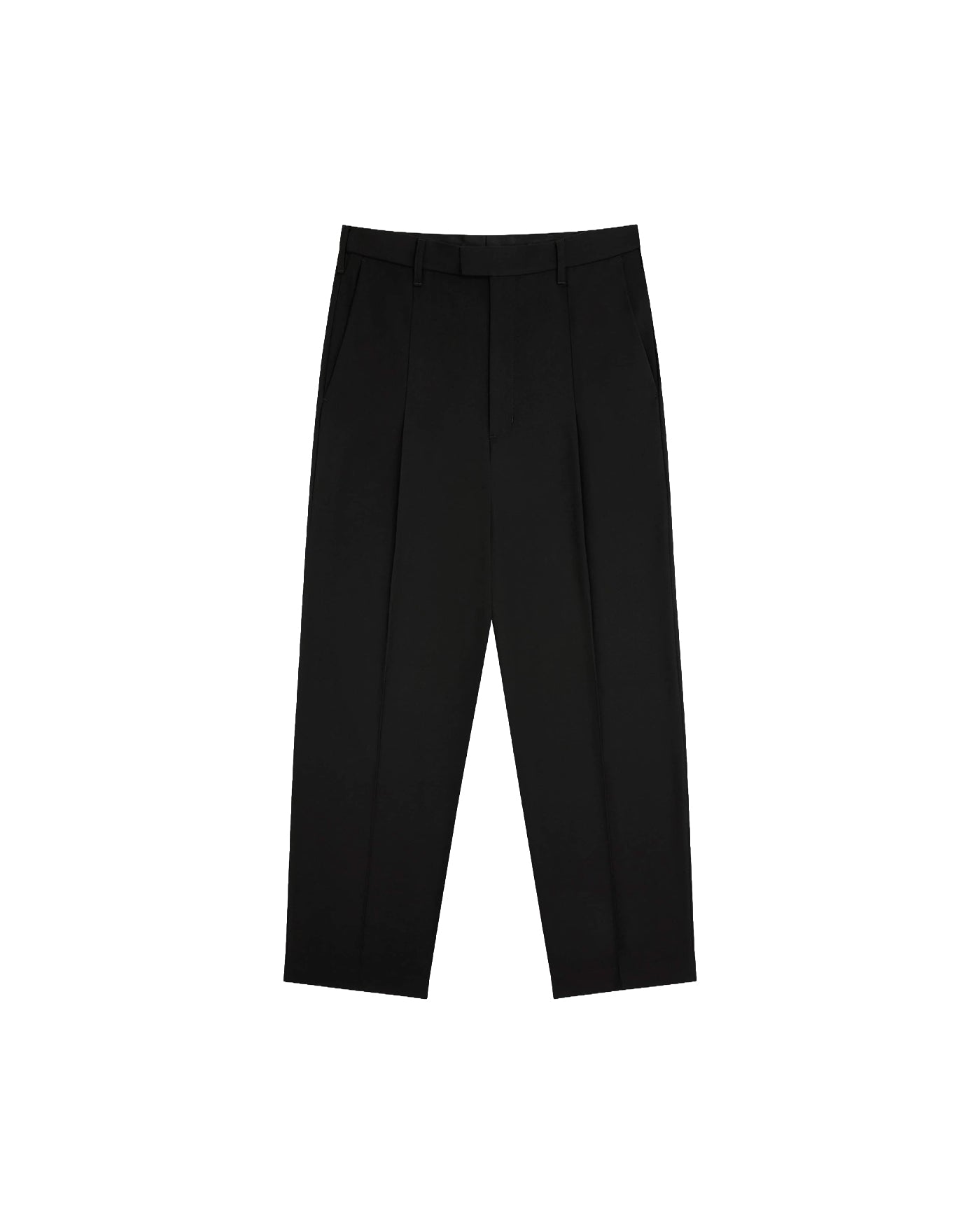 Pantalon About:Blank noir tailleur wide leg à plis face à plat