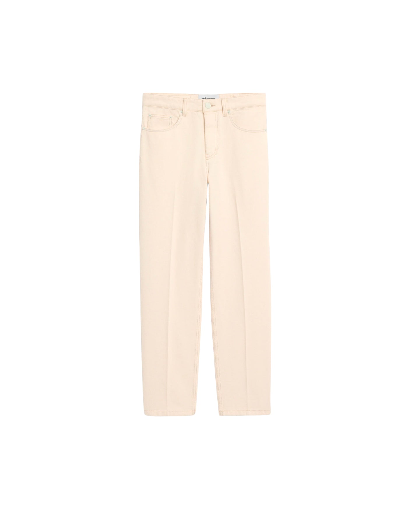 Jeans coupe droite Ami Paris écru Parisian Fit cinq poches face