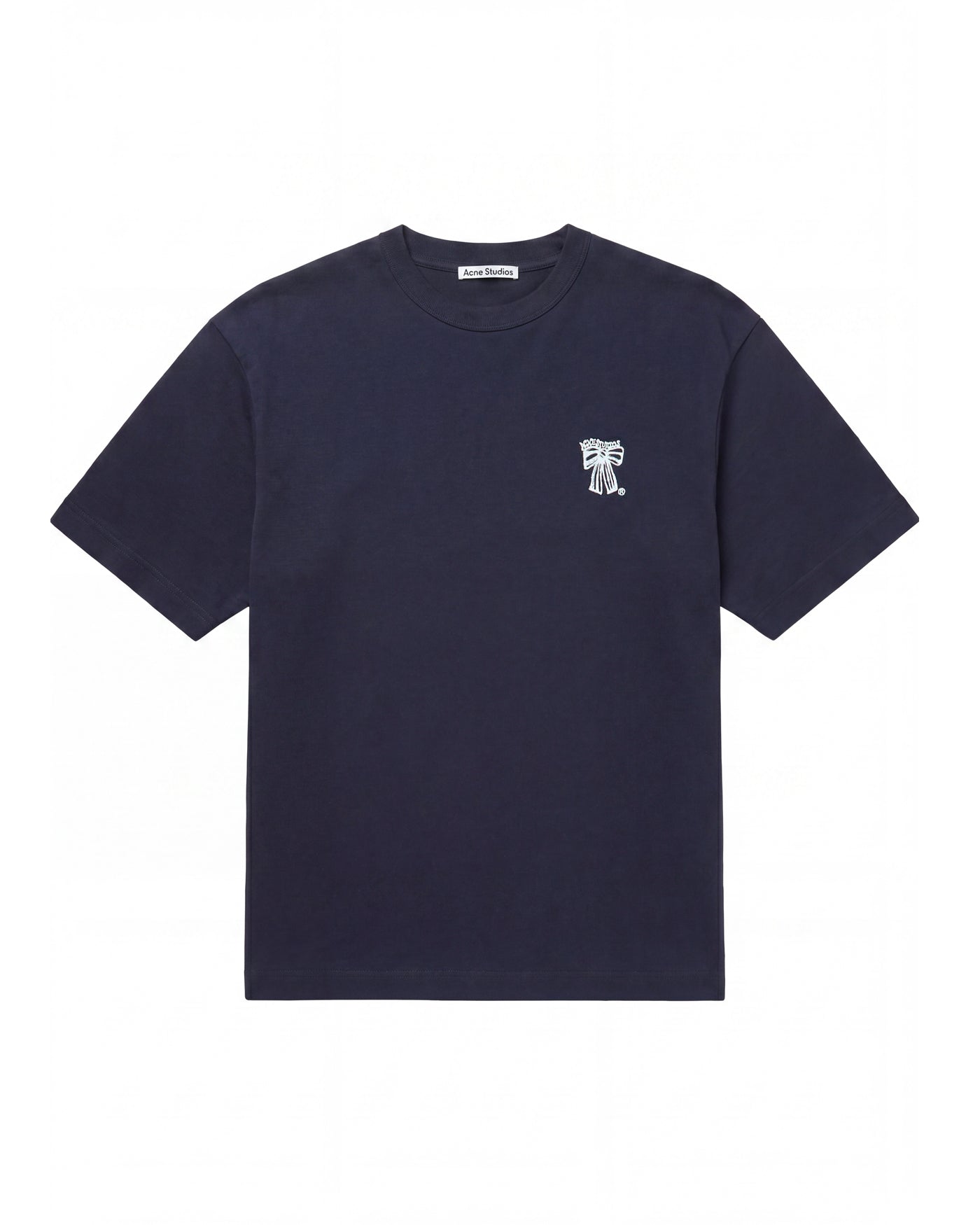 T-shirt Acne Studios bleu marine logo nœud poitrine vue face