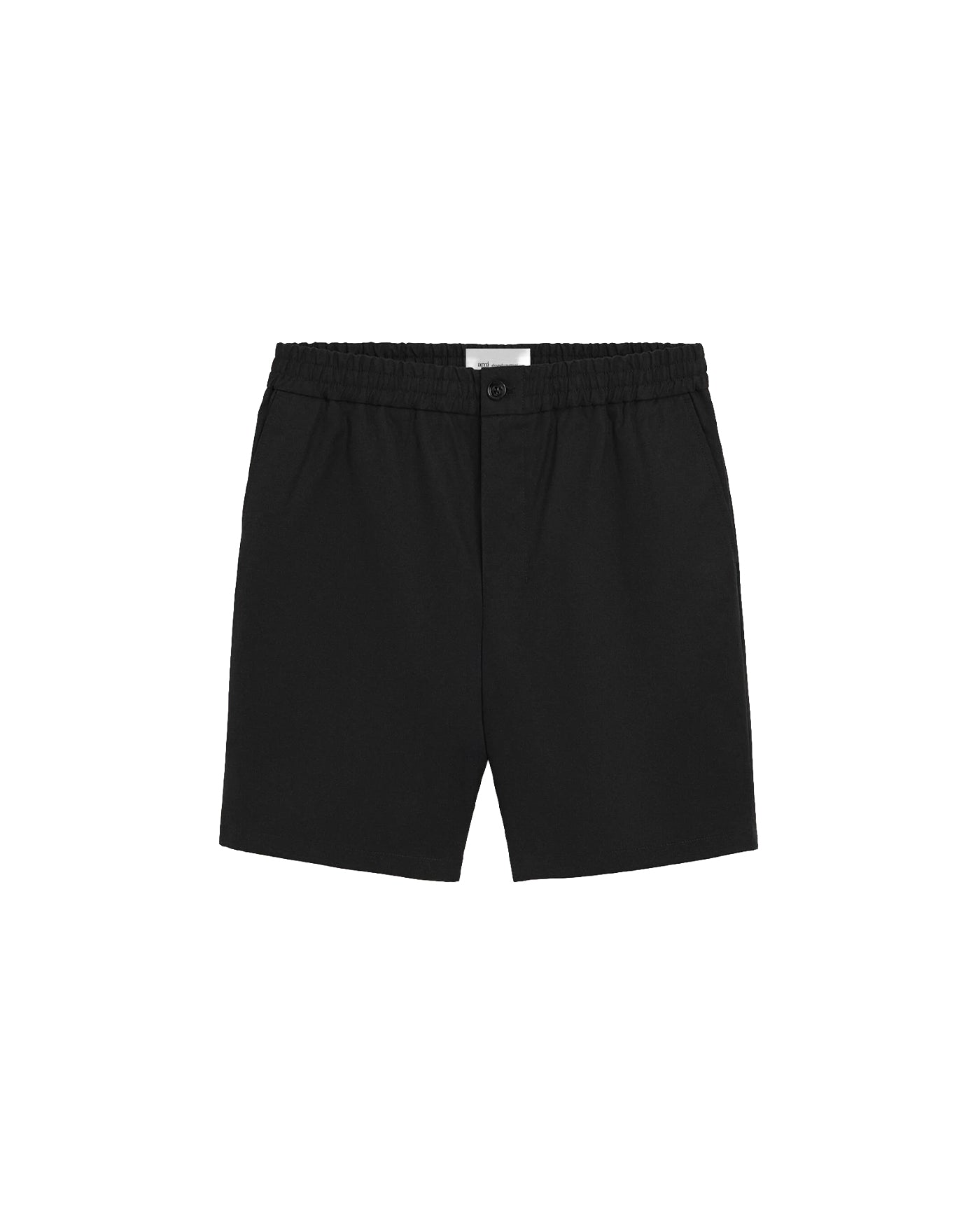 Short Ami Paris noir face élastique taille bouton poche latérale