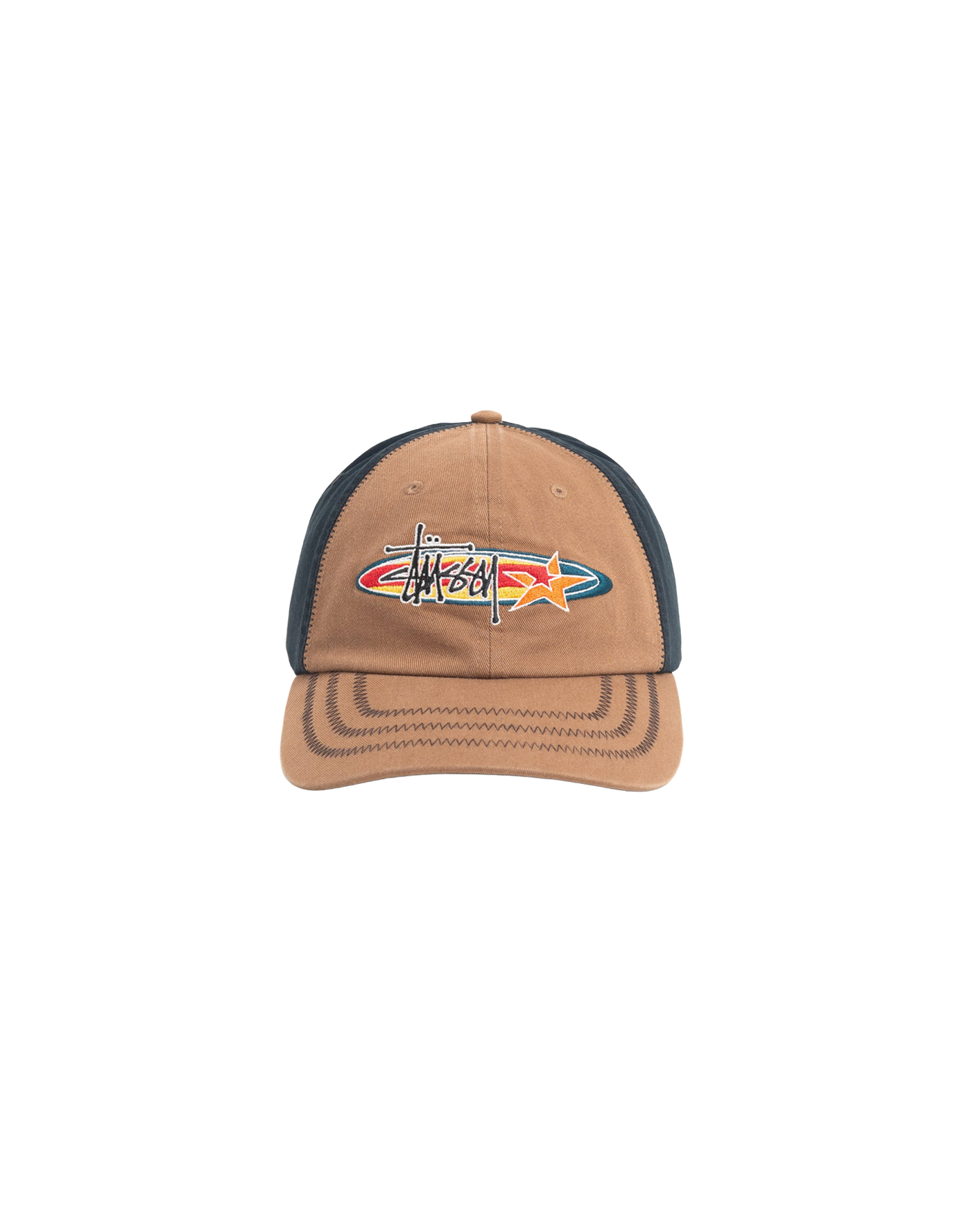 Casquette Stüssy LP Oval Star marron et marine broderie étoile face
