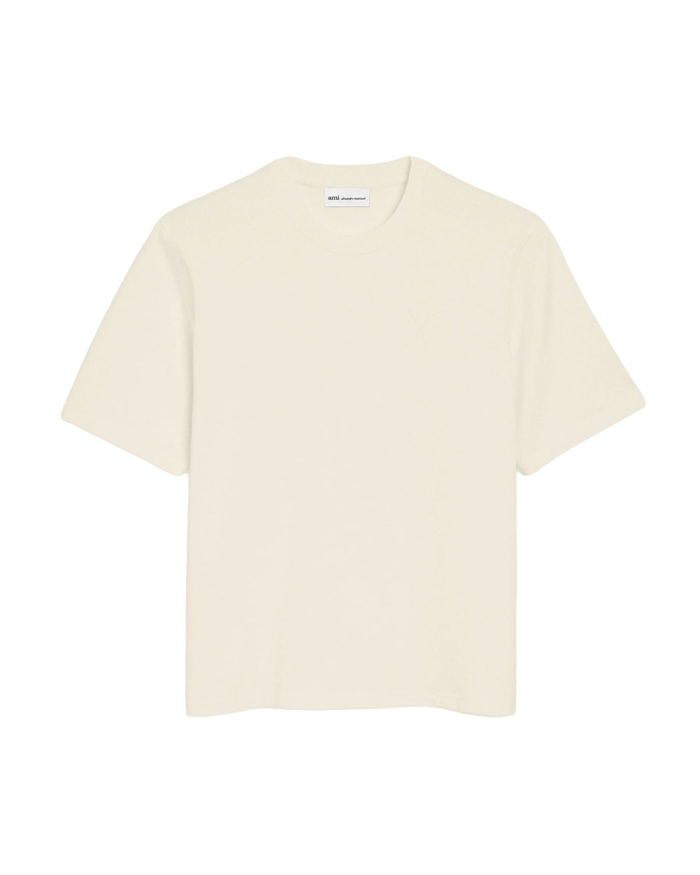 T-shirt Ami Paris ivoire avec logo cœur embossé sur jersey, vue face