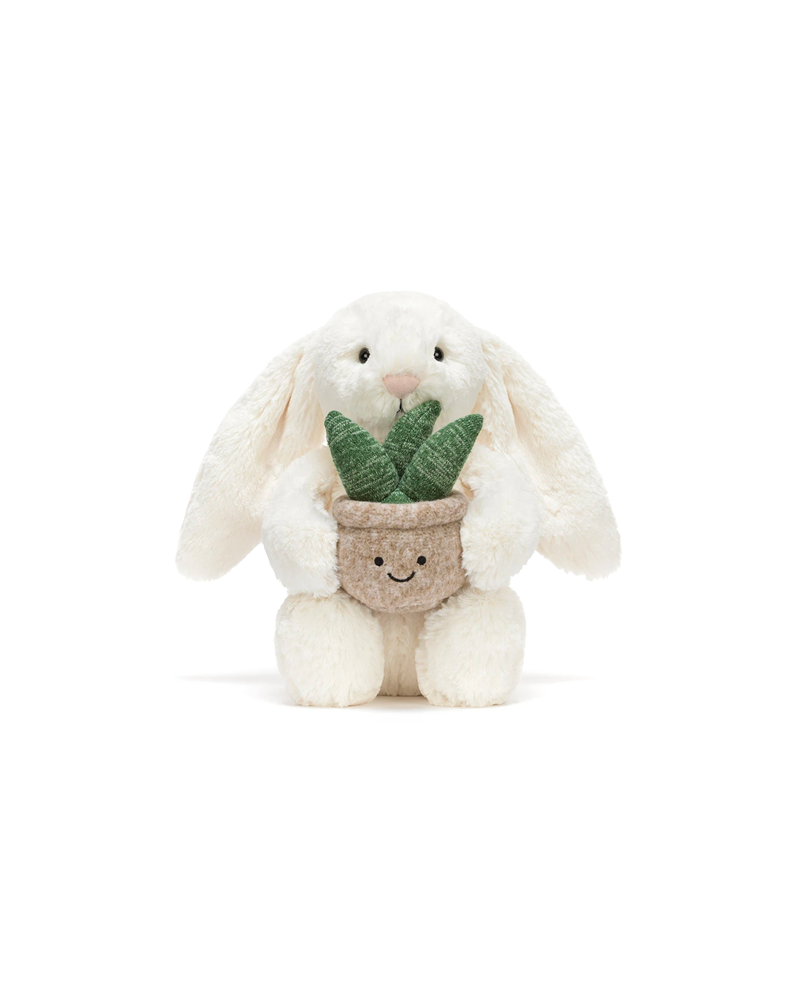 CREAM BUNNY WITH PLANT