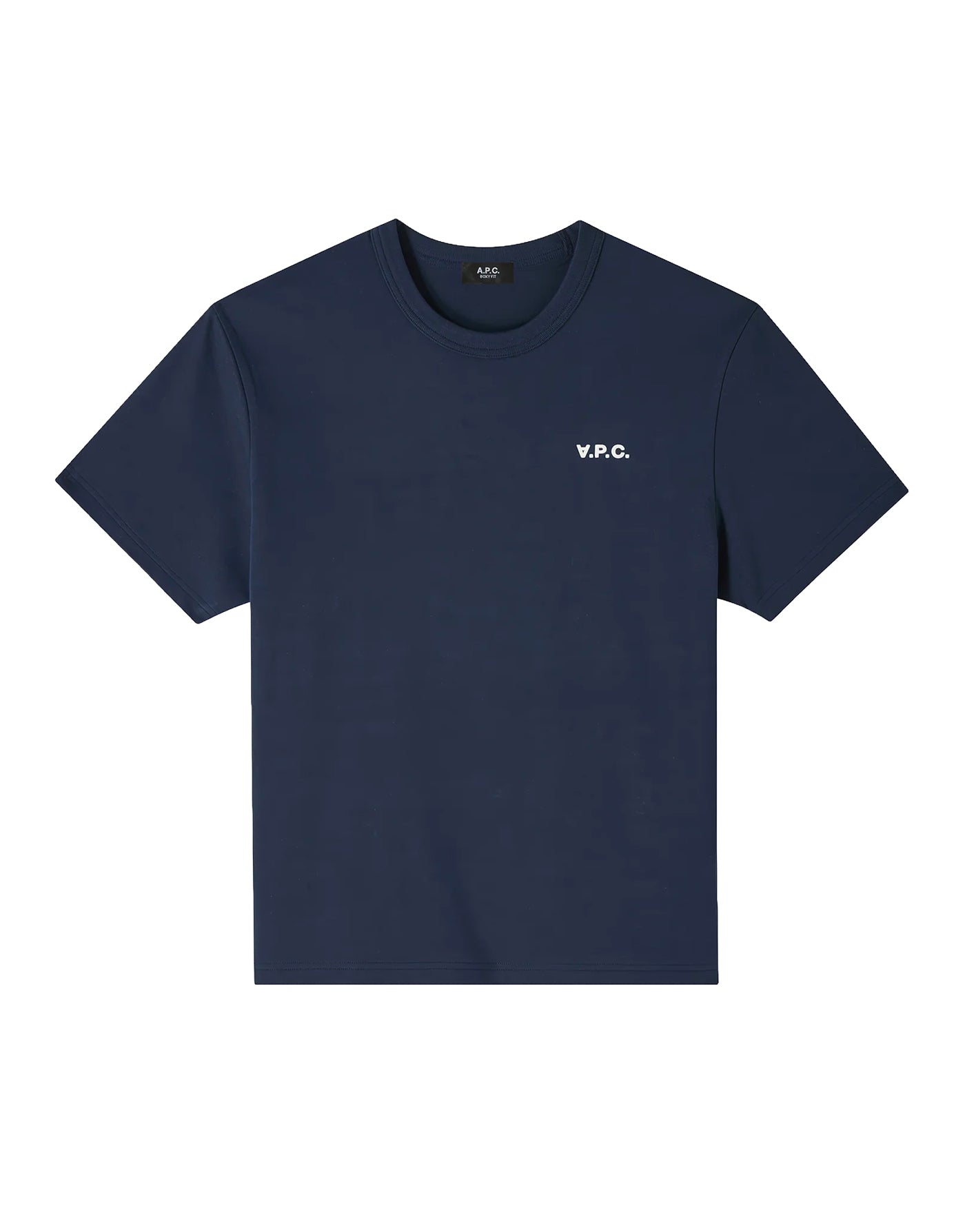 T-shirt A.P.C. bleu marine logo V.P.C. brodé poitrine vue face