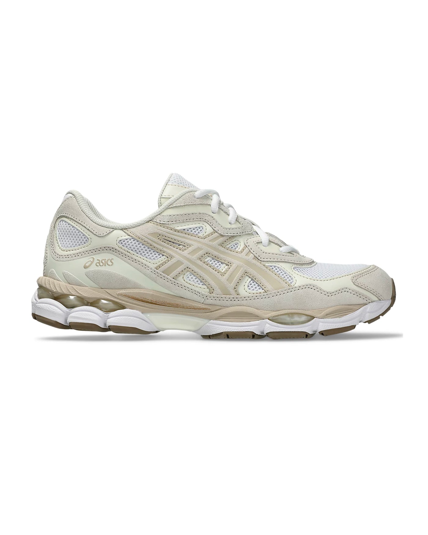 Sneakers ASICS GEL-NYC coloris blanc et beige sable profil gauche