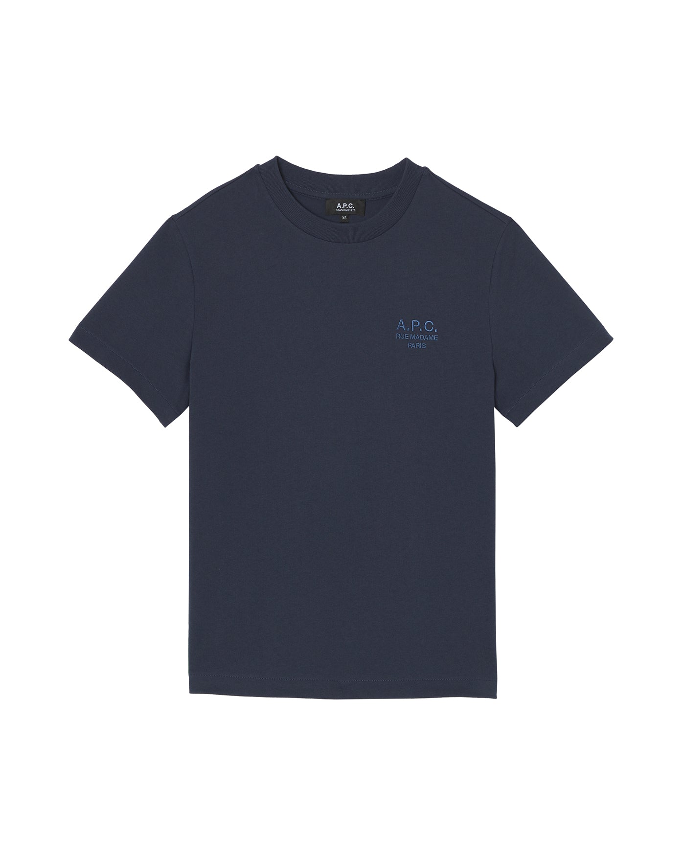 T-shirt A.P.C. Rue Madame Paris coloris marine à plat vue face