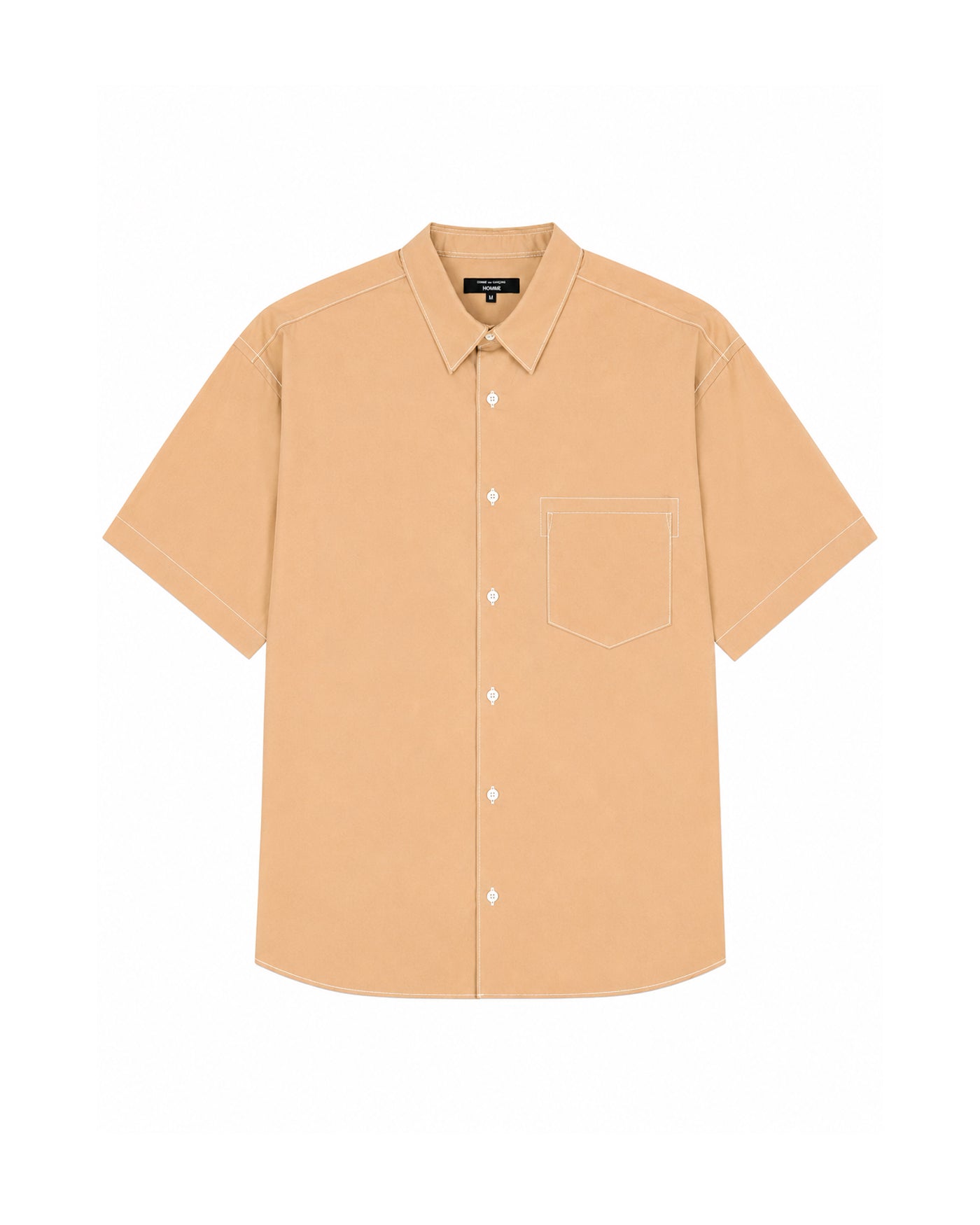 Chemise Comme des Garçons Homme beige manches courtes surpiqûres face
