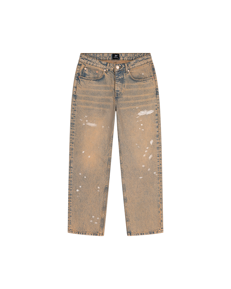 DENIM PANT DIRTY SPLATTER SANDWASHED LIGHT BLUE