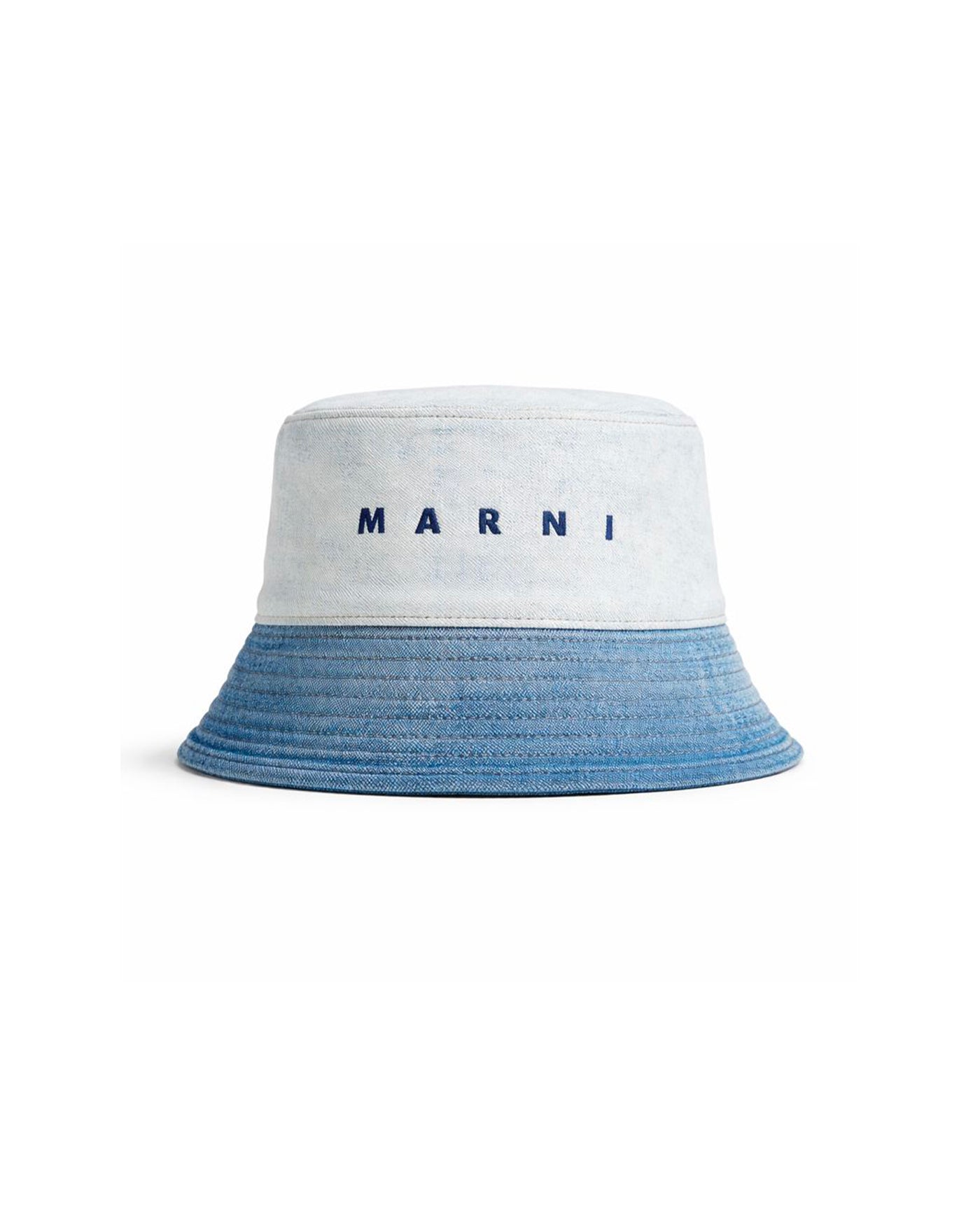 Bob Marni bicolore blanc cassé et bleu denim logo brodé, face