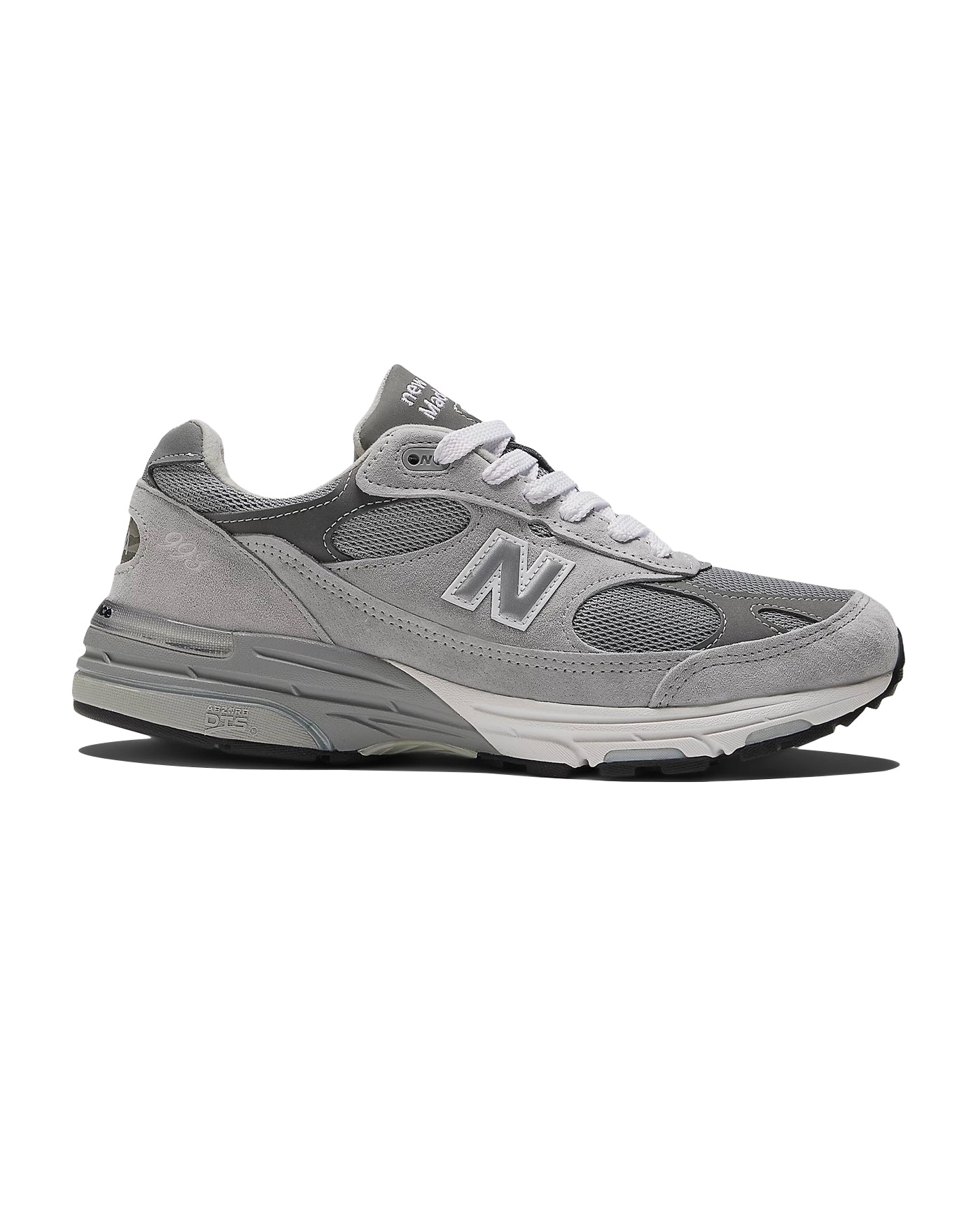 Sneakers New Balance MR993 Made in USA gris suède maille profil gauche