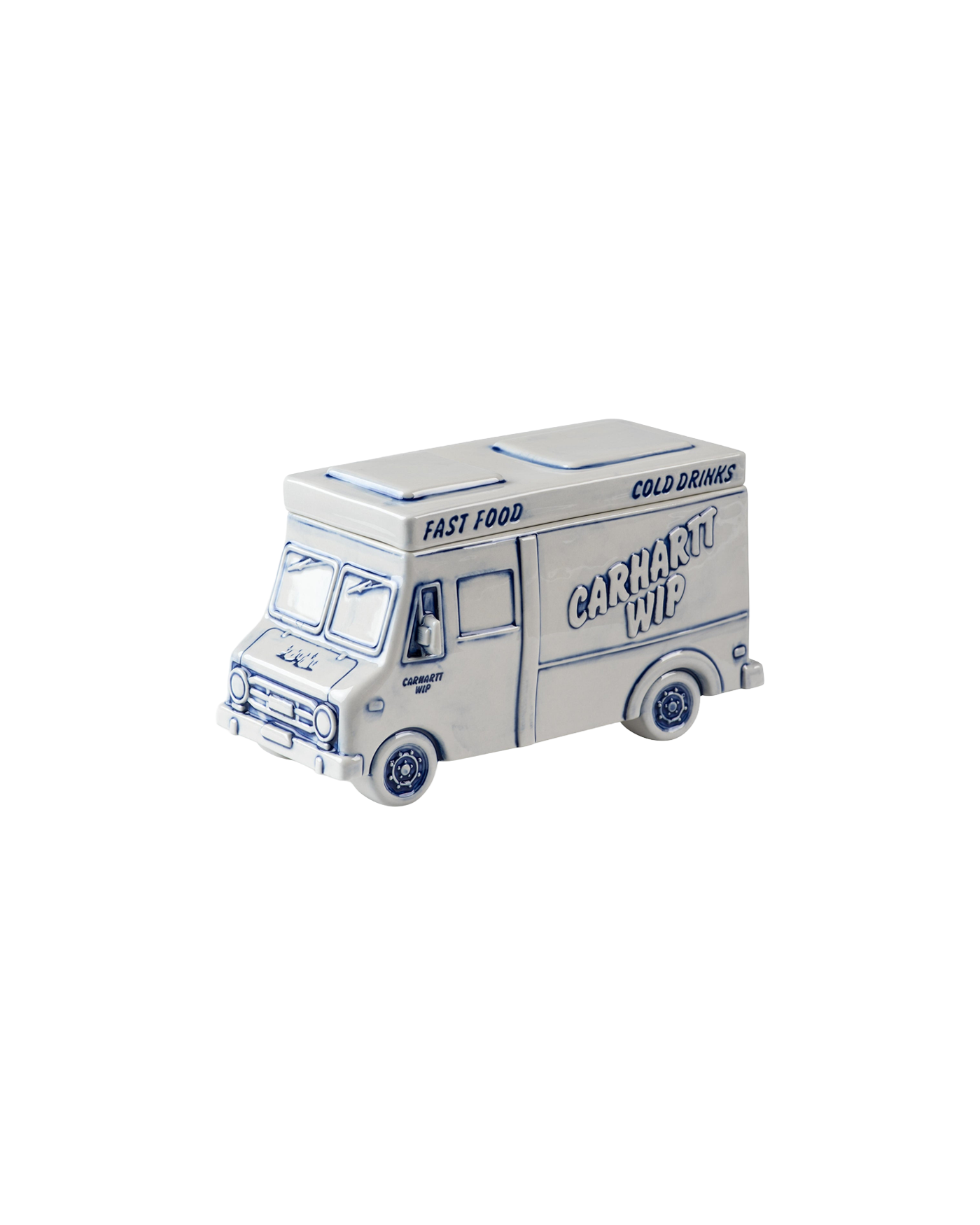 Distributeur de boissons Carhartt WIP en porcelaine bleue forme food truck face