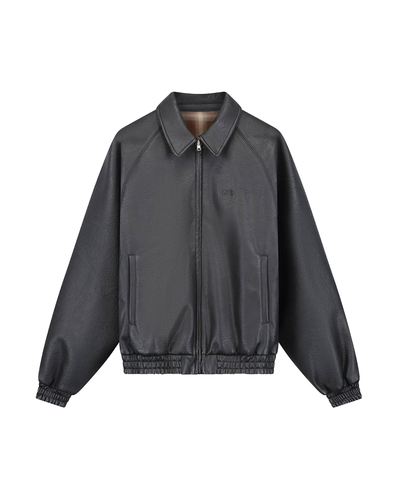 REVERSIBLE LEATHER UNIFORM JACKET BLACK