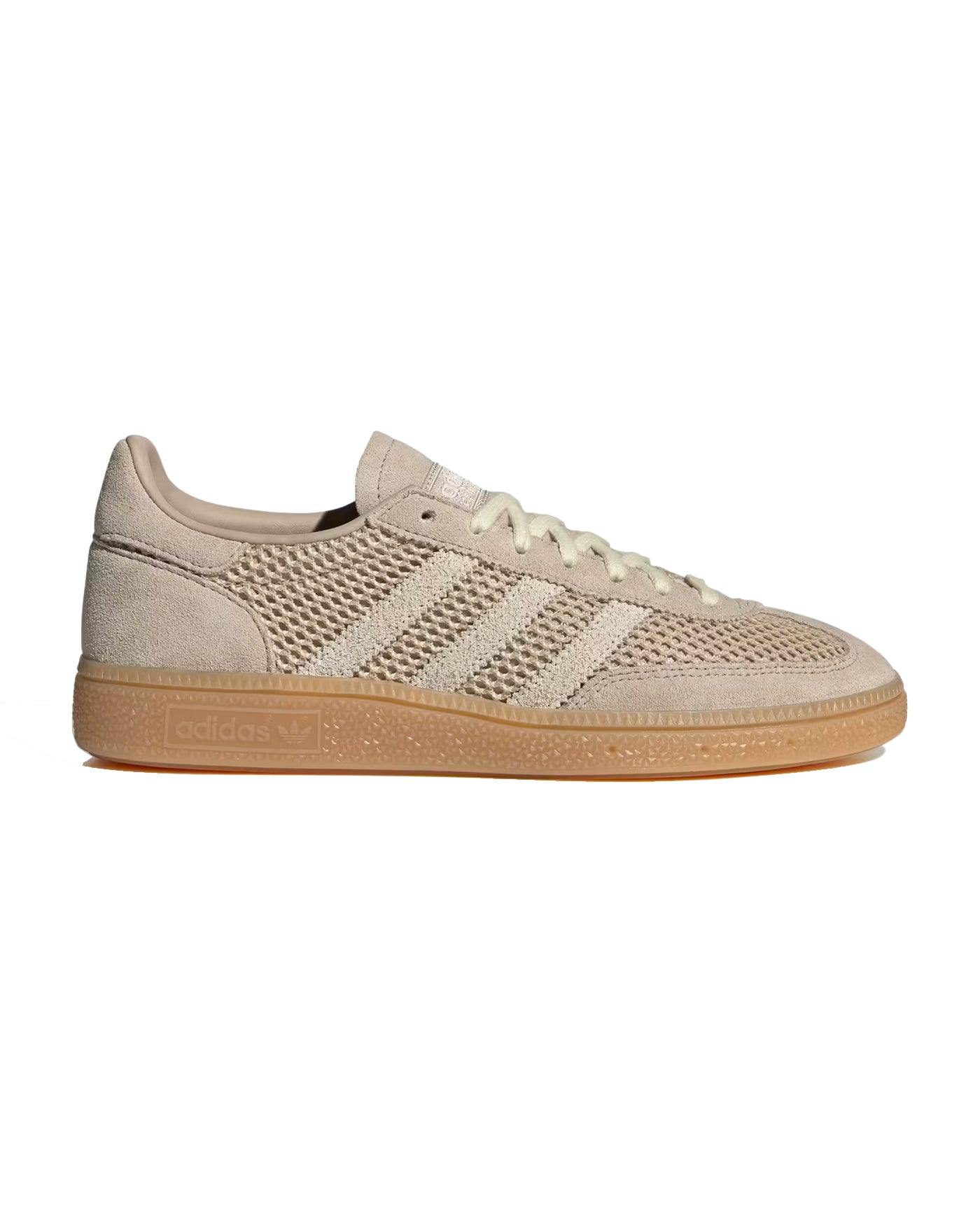 Sneakers Adidas Handball Spezial beige sable maille suède semelle gomme profil droit