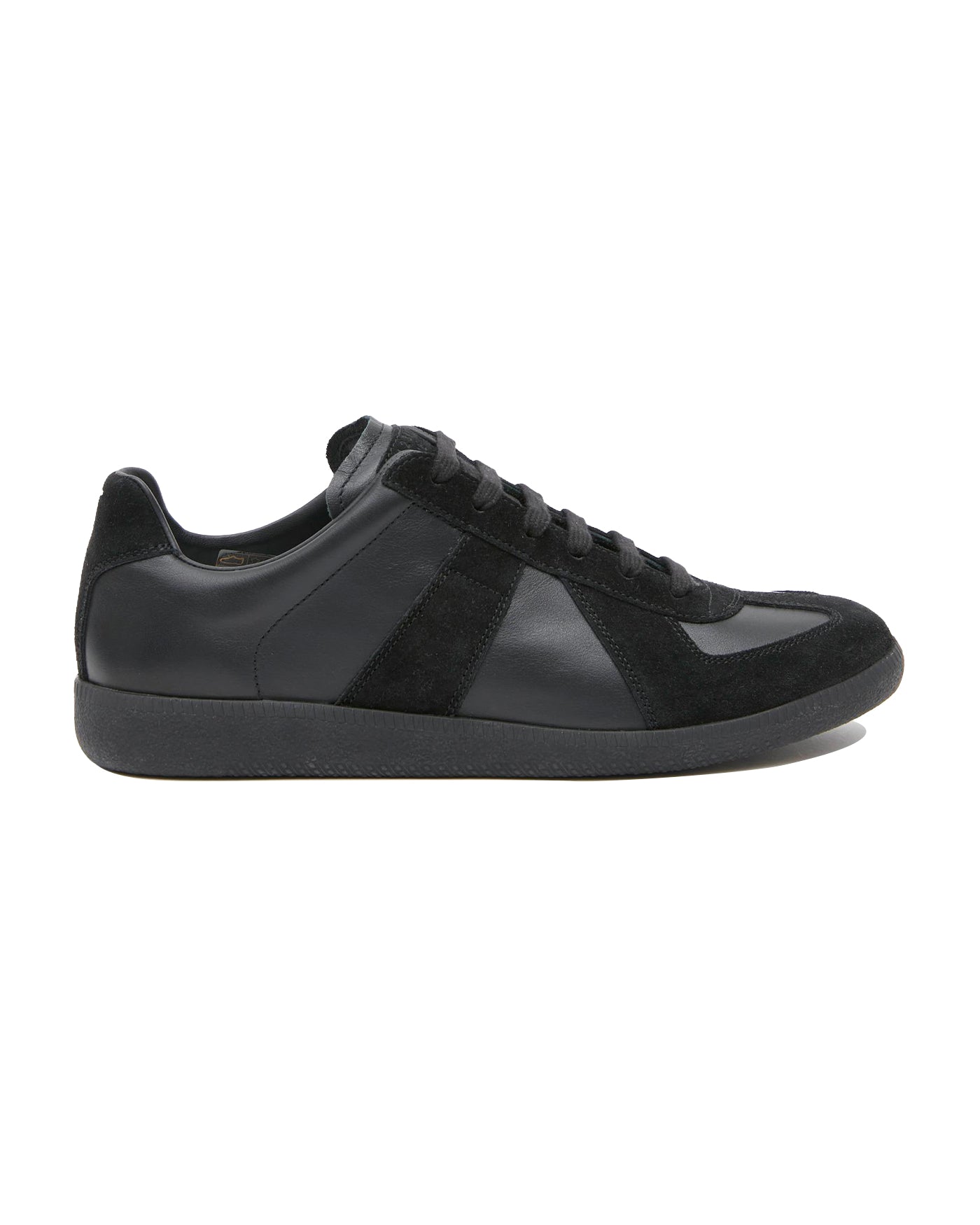 Sneakers Maison Margiela Replica full black cuir et suède profil gauche