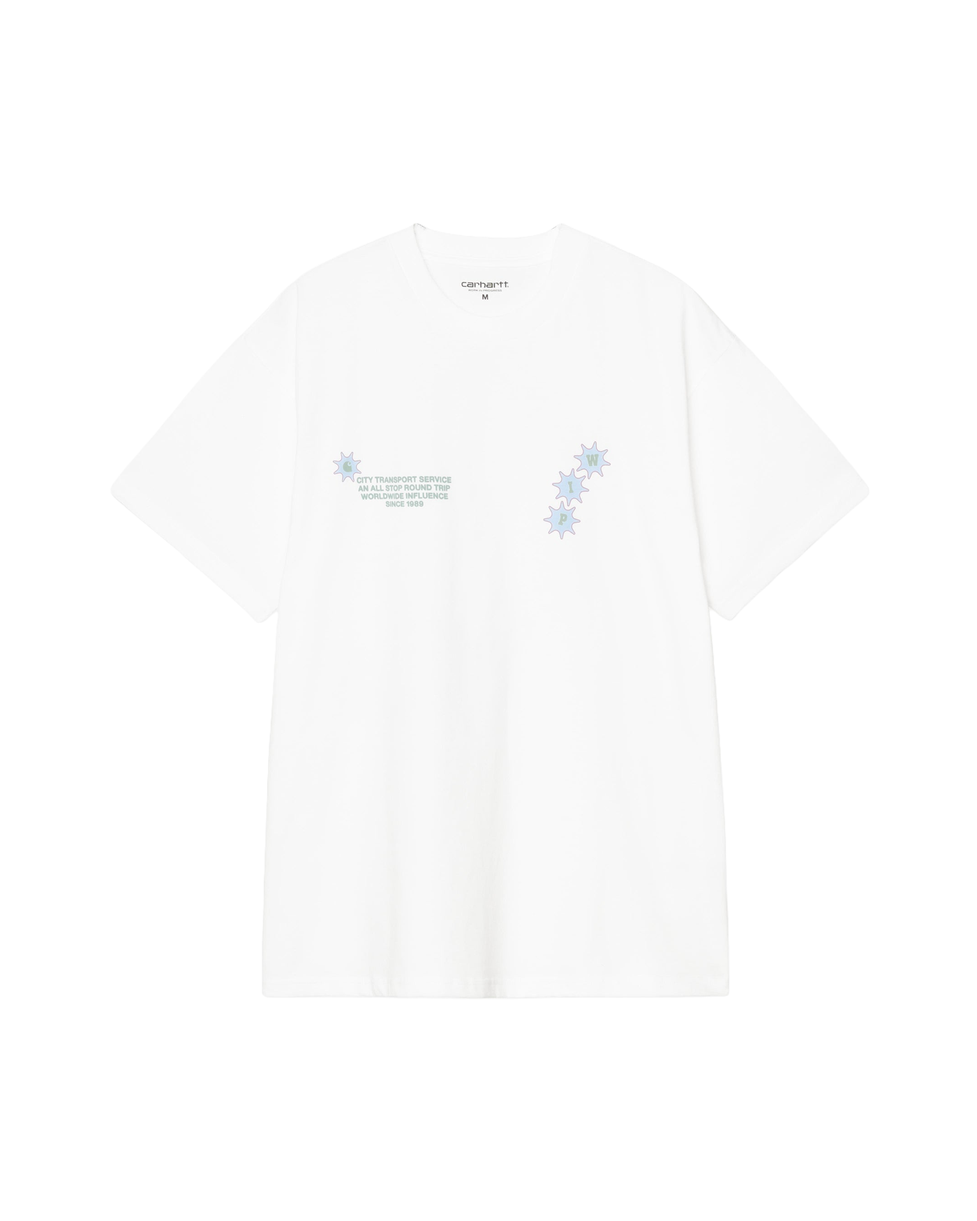 T-shirt Carhartt WIP C Trip blanc avec print étoiles bleues, vue face