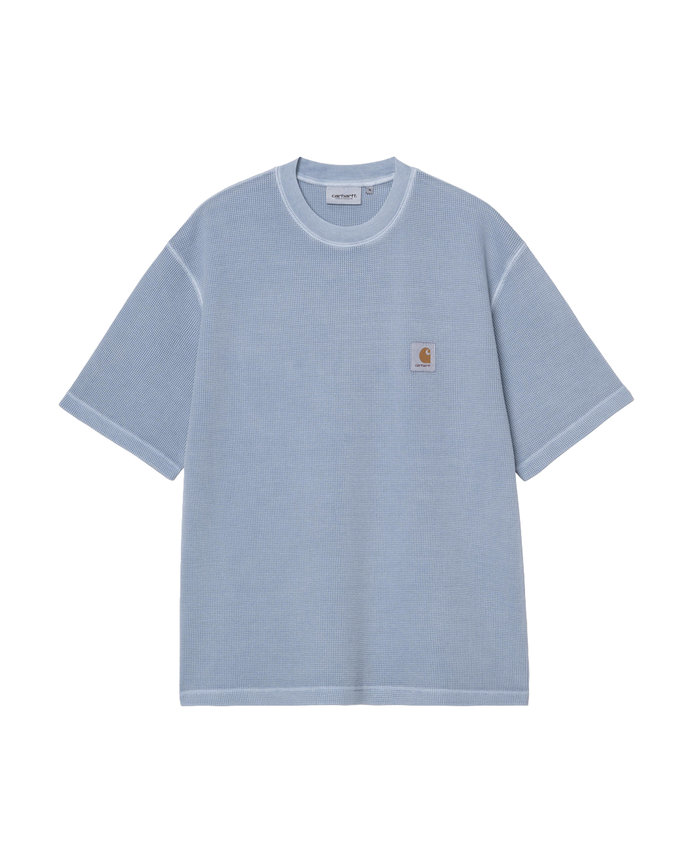 T-shirt Carhartt WIP Nelson Waffle bleu ciel face patch logo