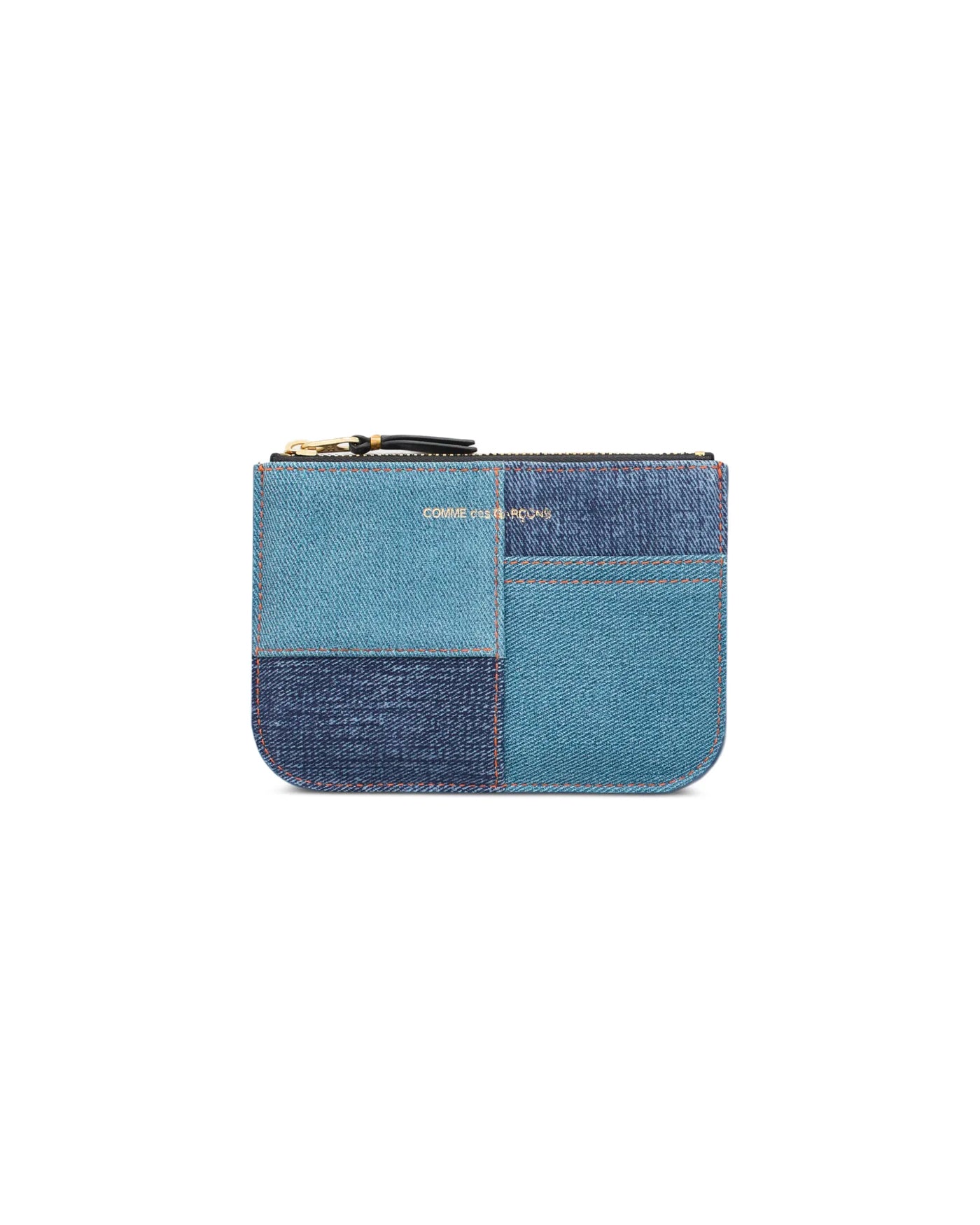 CDG WALLET 145X105 ZIP DENIM PATCHWORK BLEU