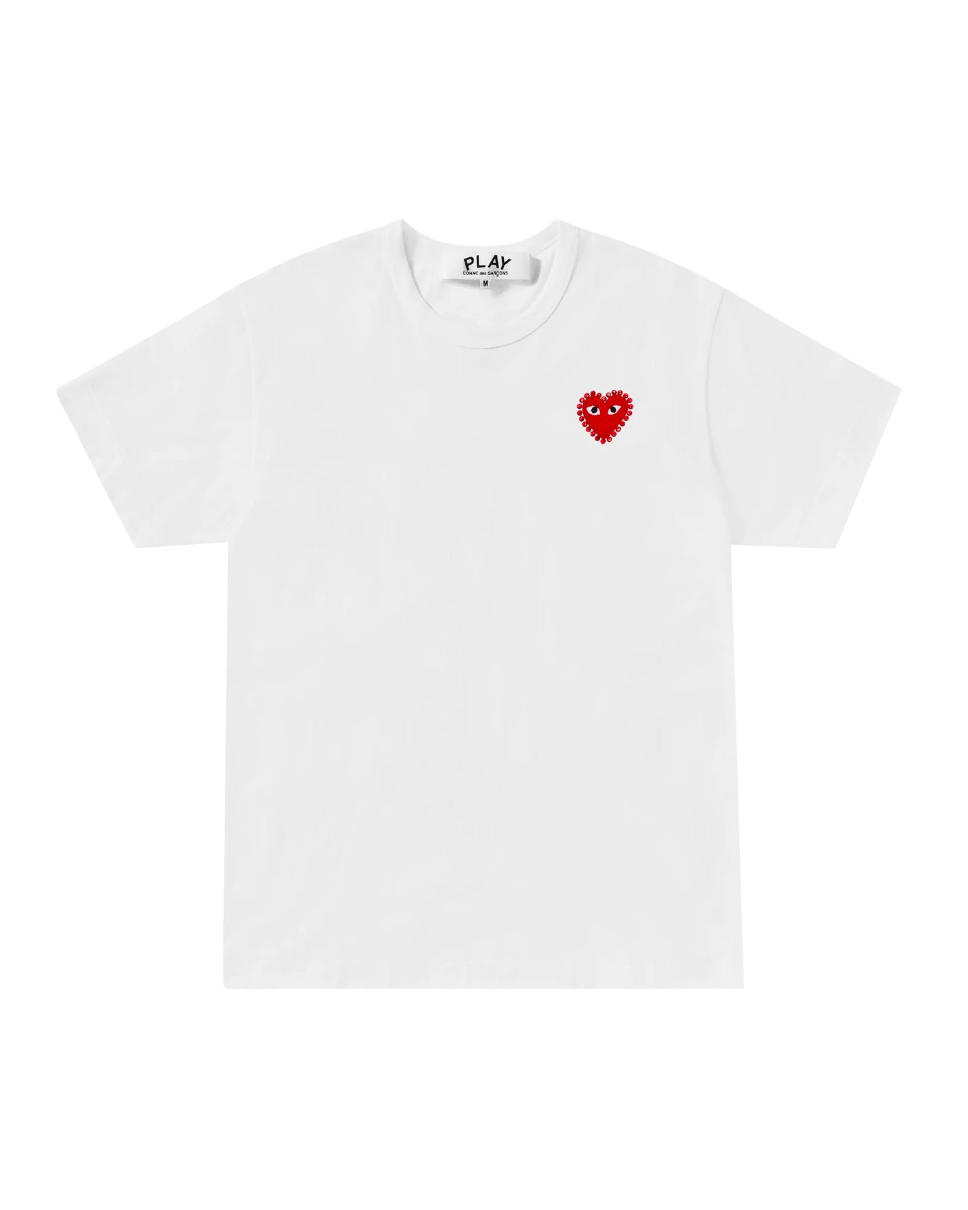 T-shirt Comme des Garçons Play blanc cœur rouge strass, face