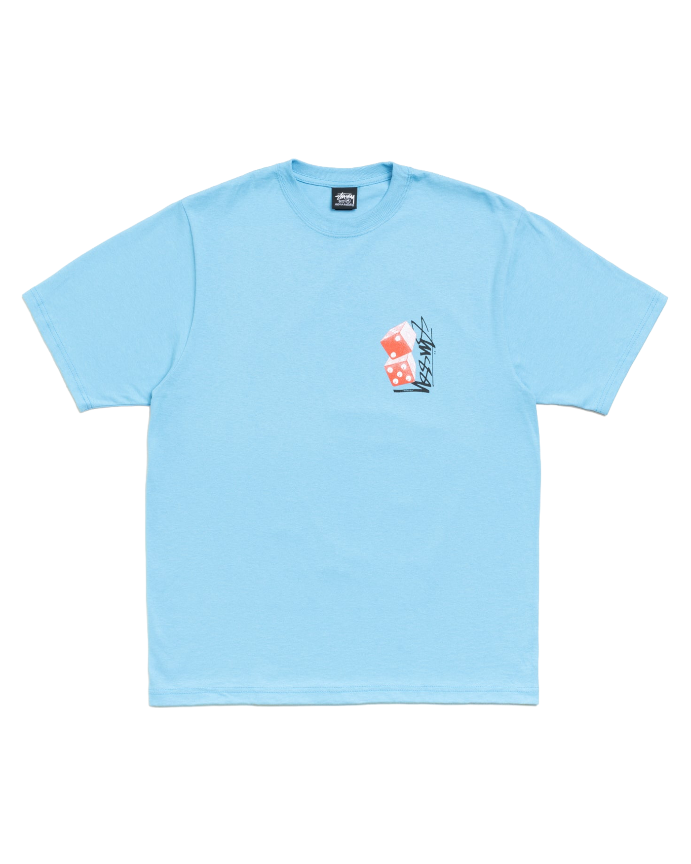 T-shirt Stüssy Tall Dice bleu ciel imprimé dés poitrine vue face