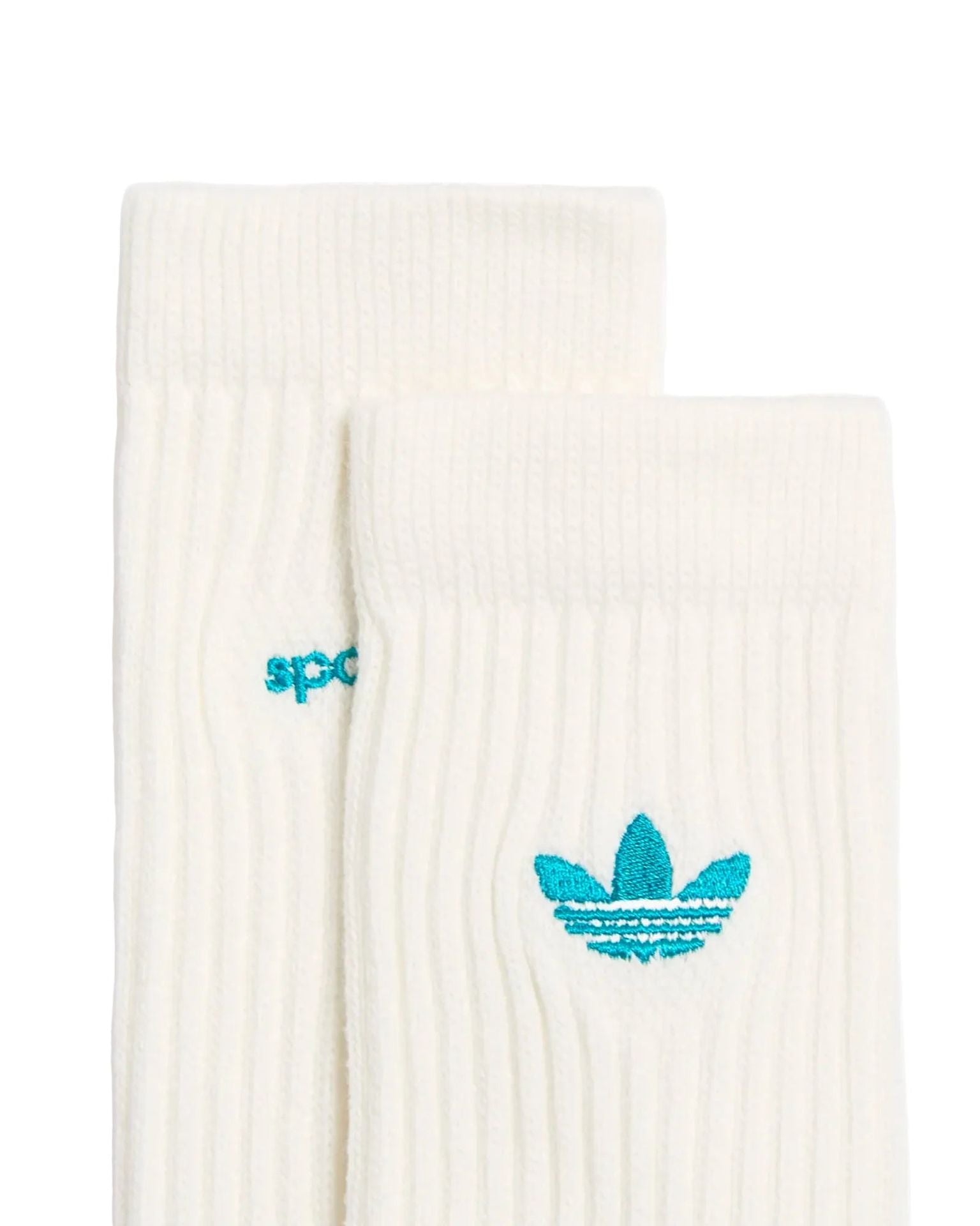 Chaussettes Adidas x Sporty and Rich Blacas blanc cassé détail logo face