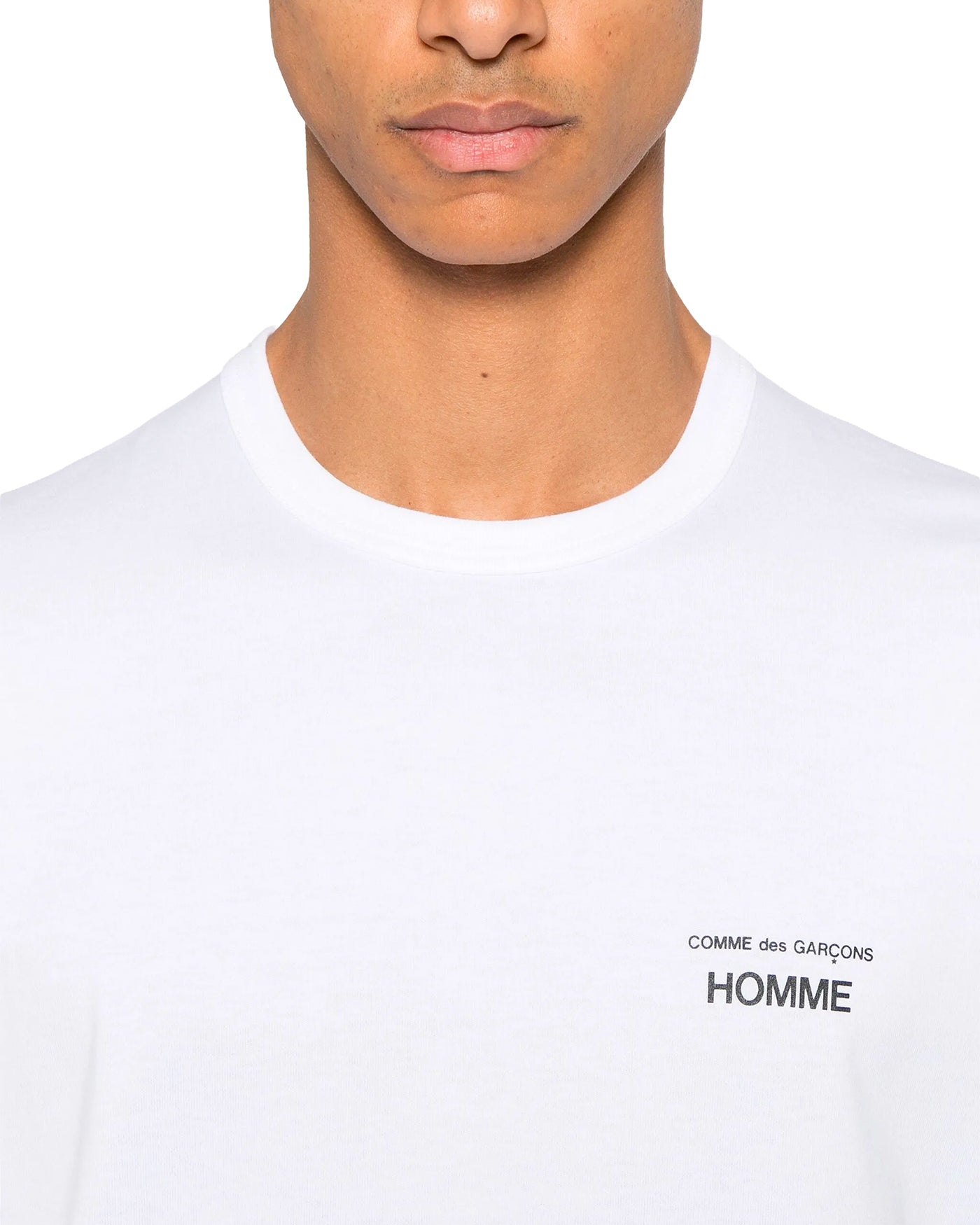 T-shirt Comme des Garçons Homme blanc détail logo HOMME col face