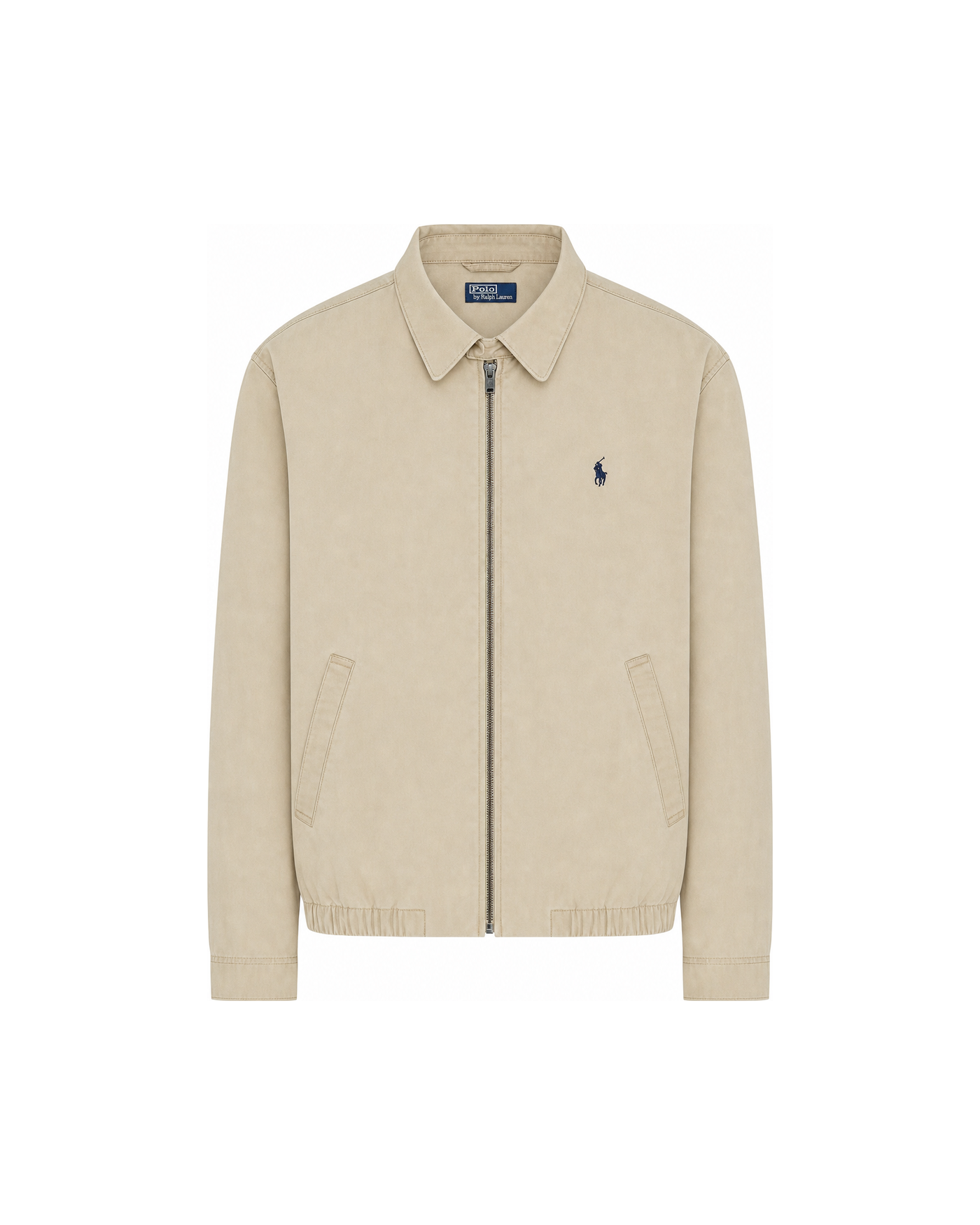 Veste windbreaker Polo Ralph Lauren khaki logo pony brodé face sur fond blanc